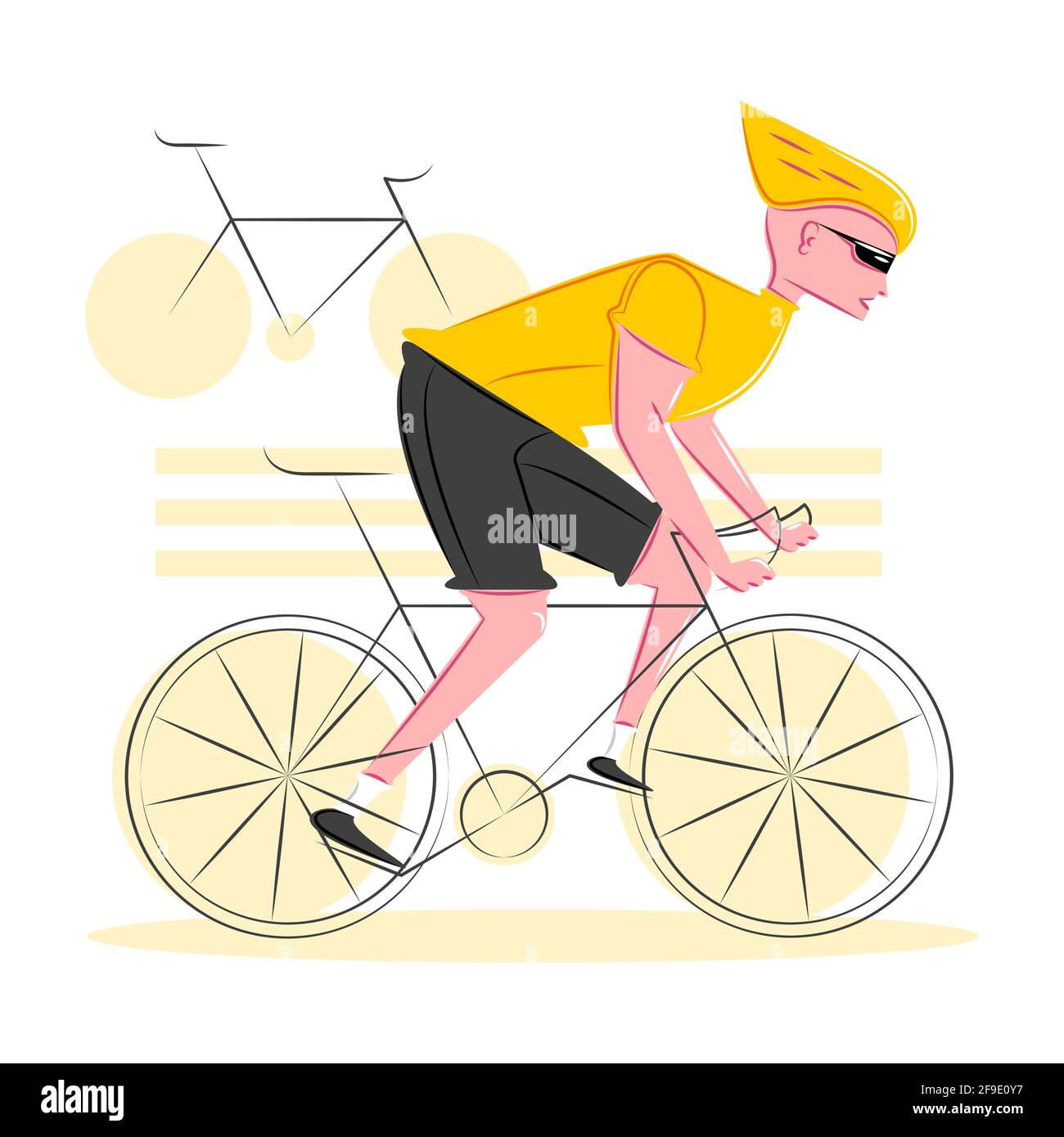 Ciclista sportiva vettoriale in ombra di linee acute Illustrazione Vettoriale