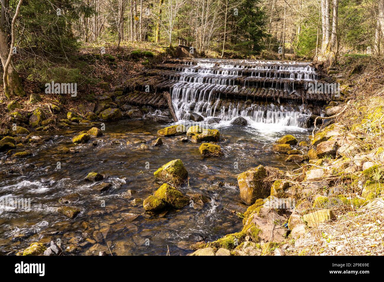 Wasserfall an der Söse in Osterode am Harz, Niedersachsen, Deutschland | Söse Waterrefall in Osterode am Harz, bassa Sassonia, Germania Foto Stock