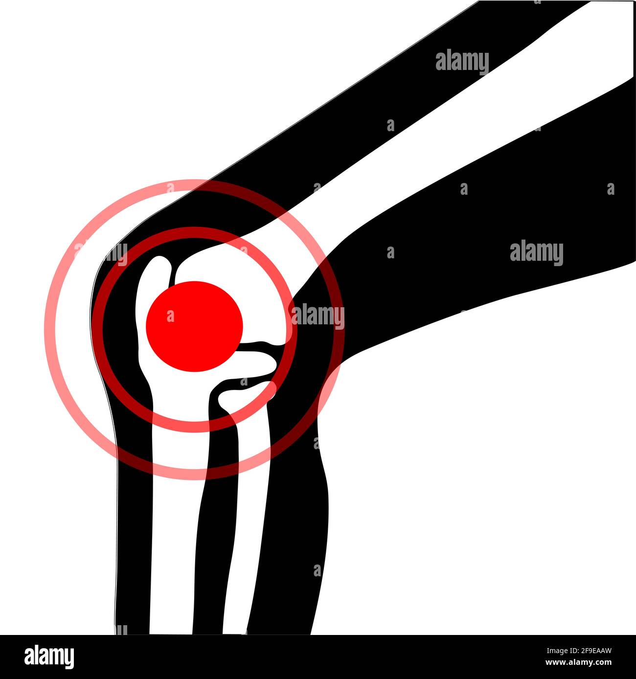 Simbolo vettoriale delle ossa delle articolazioni del ginocchio con vernice per scopi ortopedici. Illustrazione Vettoriale