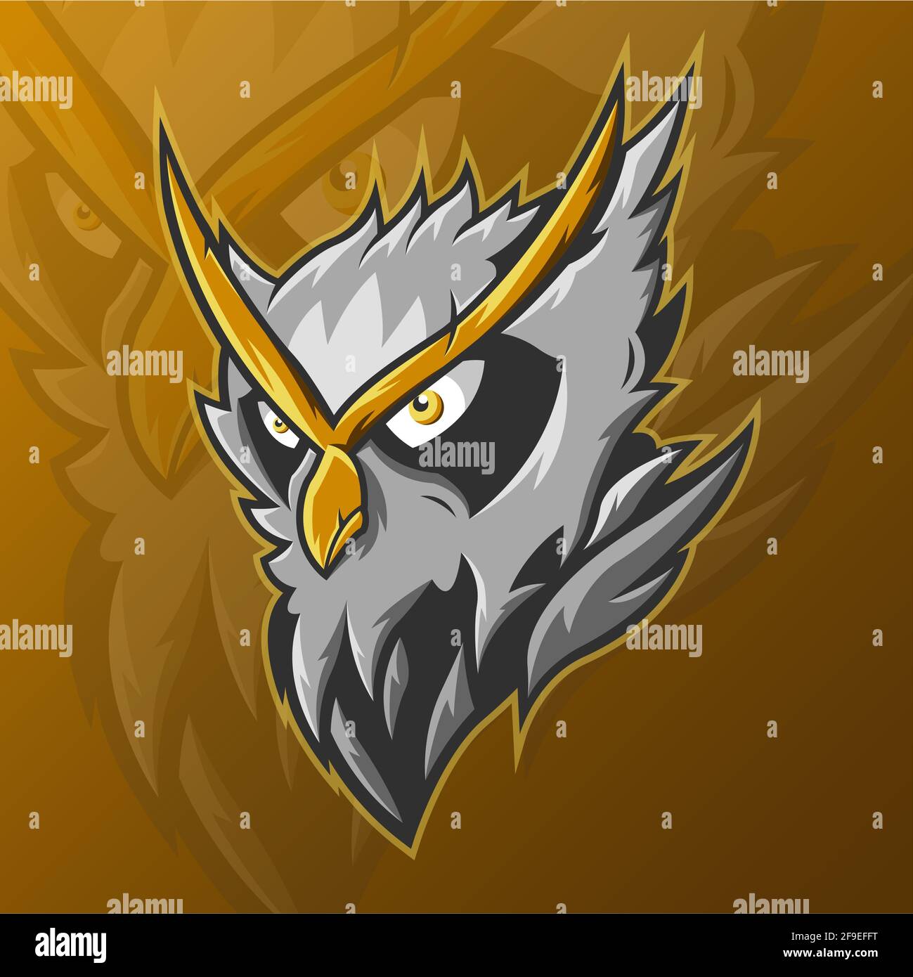 Sfondo del logo del team eSport con illustrazione della testa di gufo Foto Stock