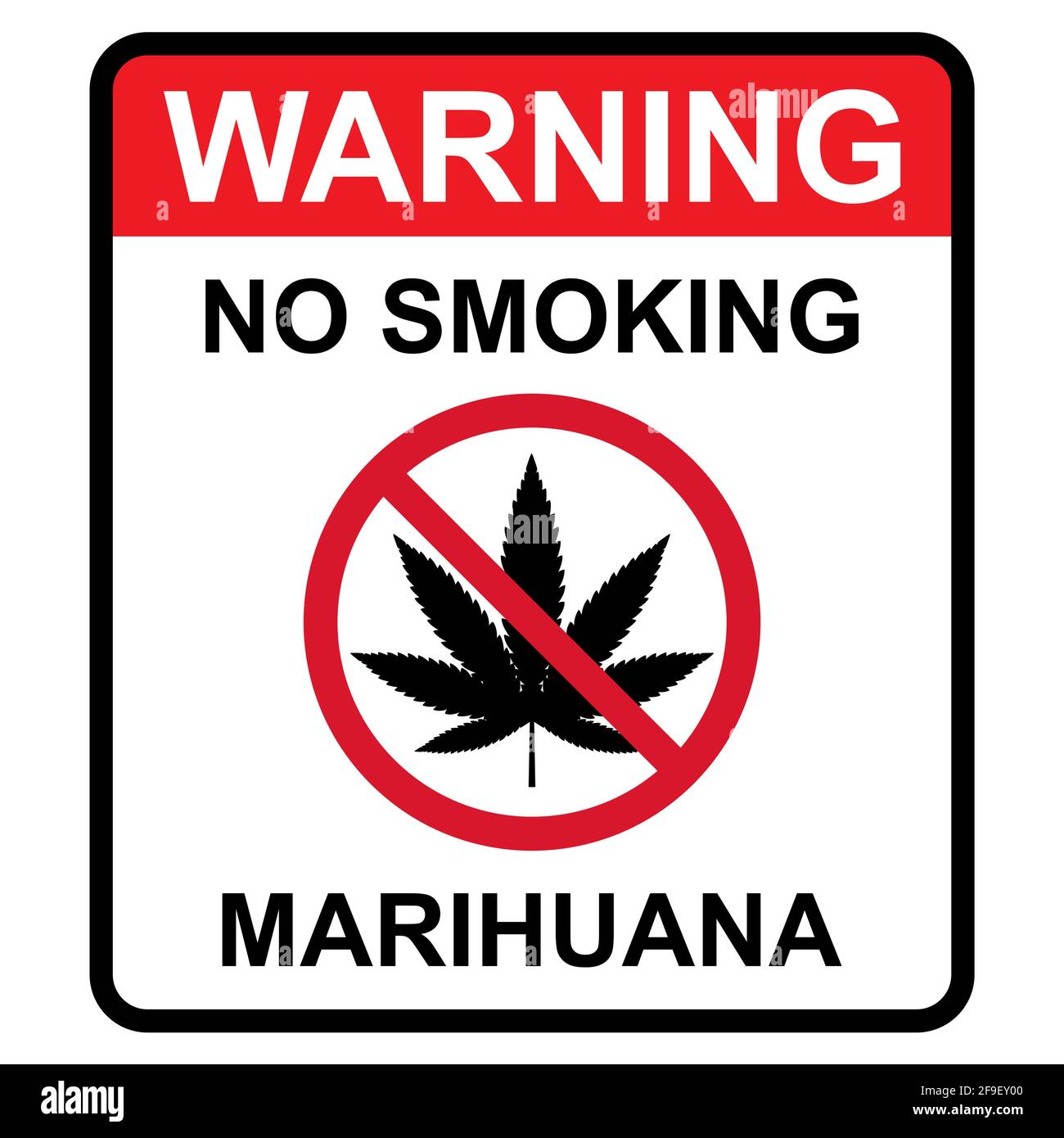 Simbolo della foglia di Mariuhana, icona pericolo marijuana o canapa, segno medico di cannabis, illustrazione vettore di droga erbaccia . Illustrazione Vettoriale