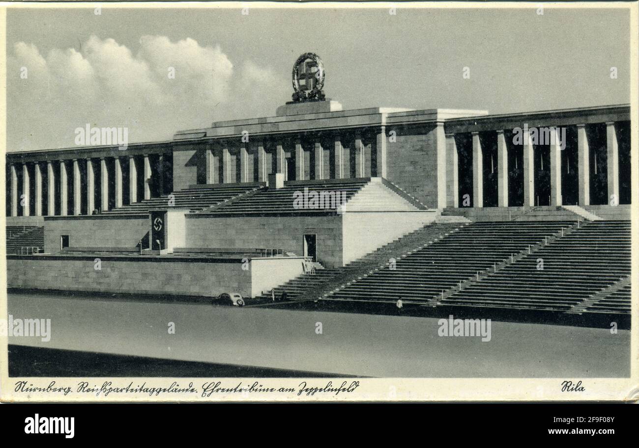 Rally di Norimberga a Norimberga, Germania - campo di Zeppelin al partito nazista rally Grounds - tribuna di Zeppelinfeld Foto Stock