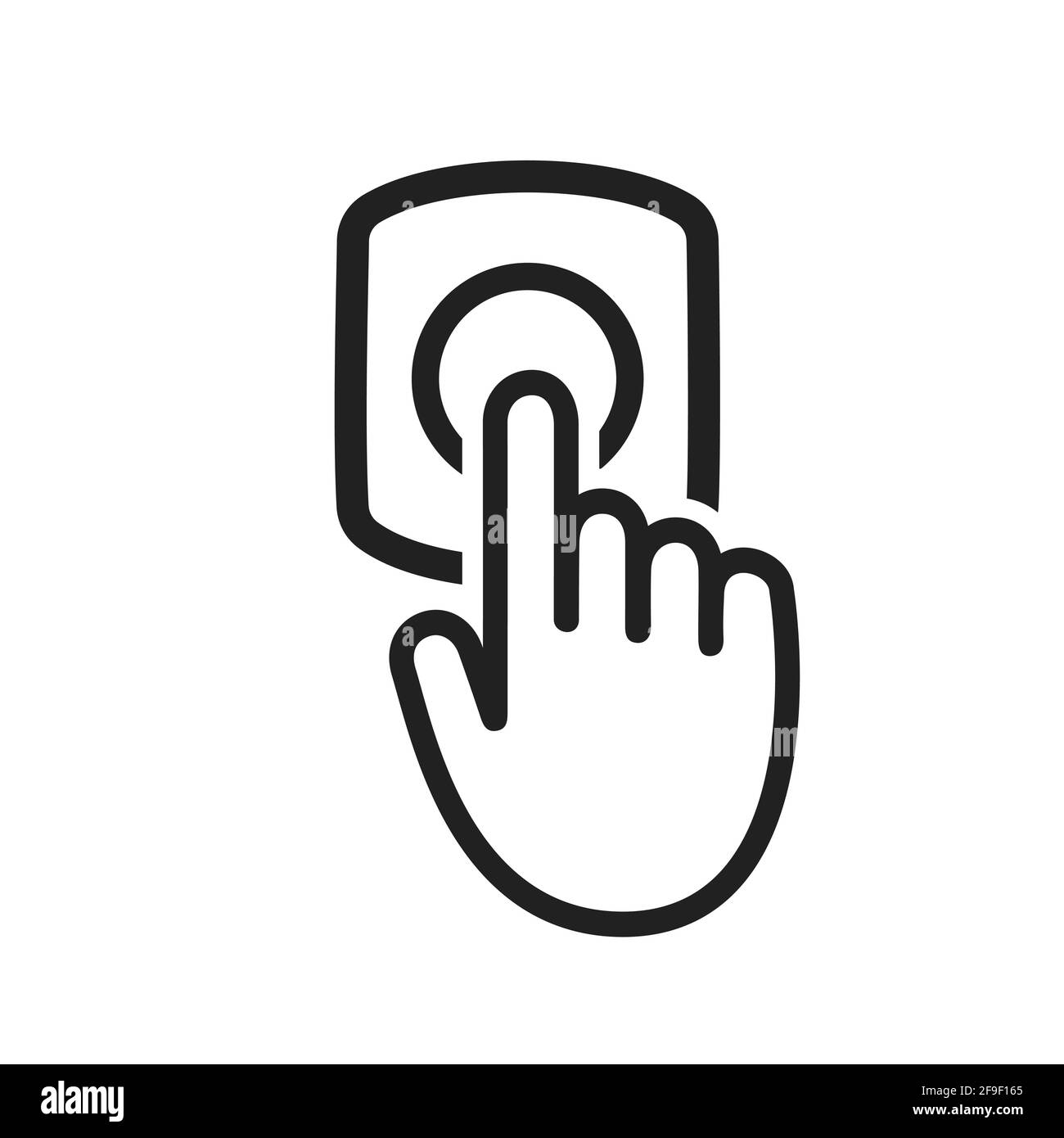 Icona campana della portiera design piatto segno di contorno illustrazione vettoriale isolato su sfondo bianco. Pulsante campanello a pressione simbolo design minimo. Illustrazione Vettoriale