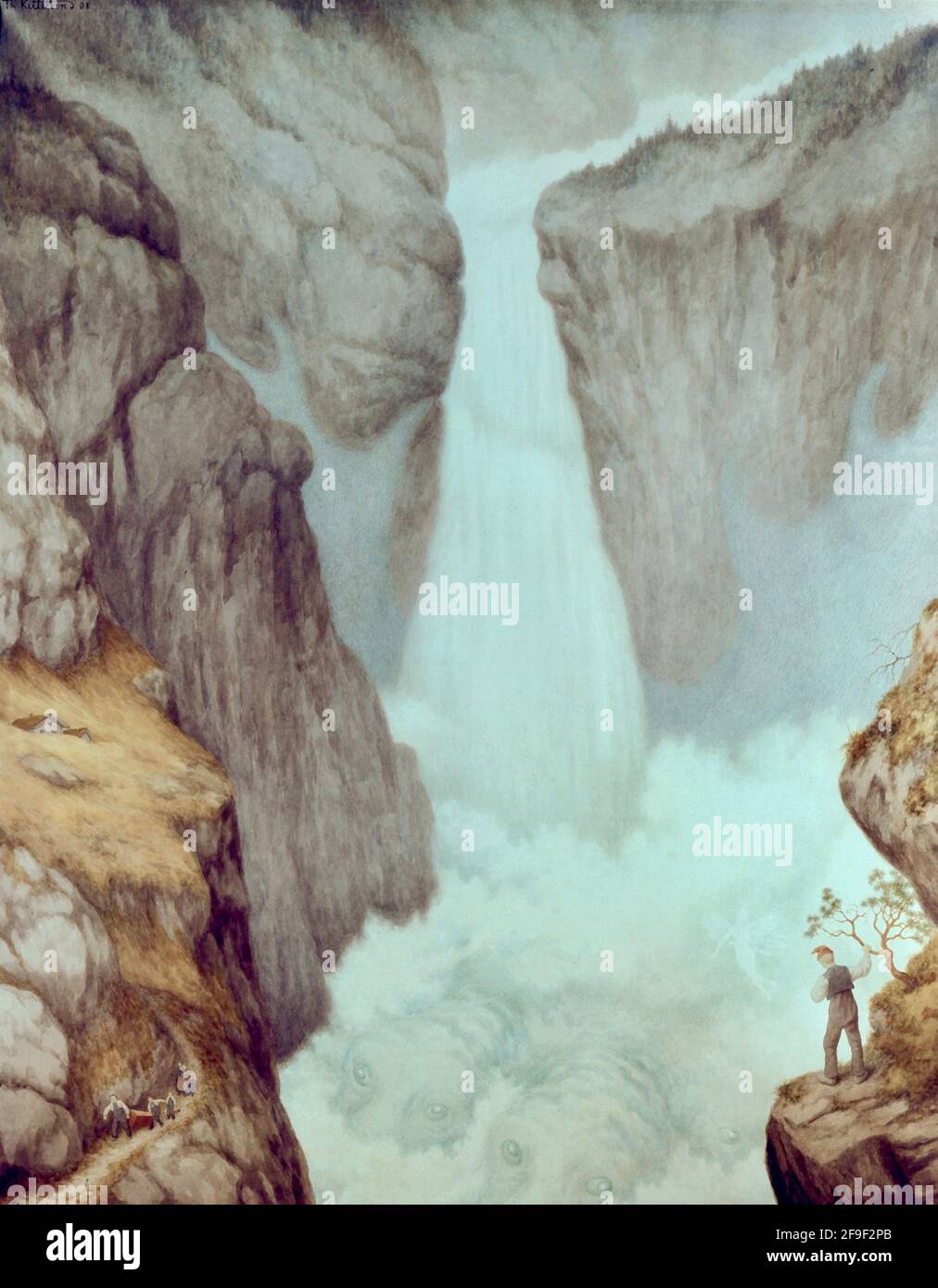 Theodor Kittelsen opera d'arte dal titolo la cascata Foto Stock