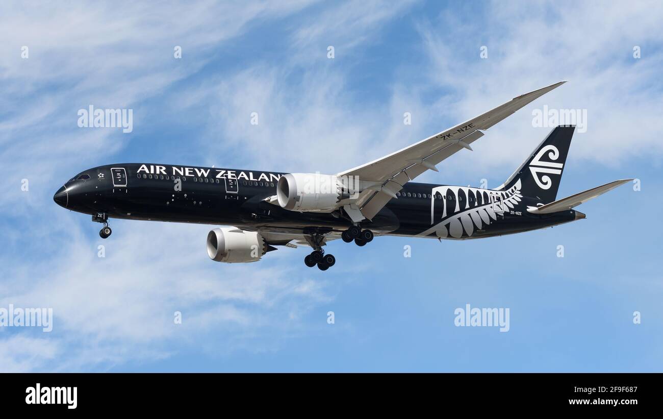 Air New Zealand Boeing 787 in vernice 'All Black' Foto Stock