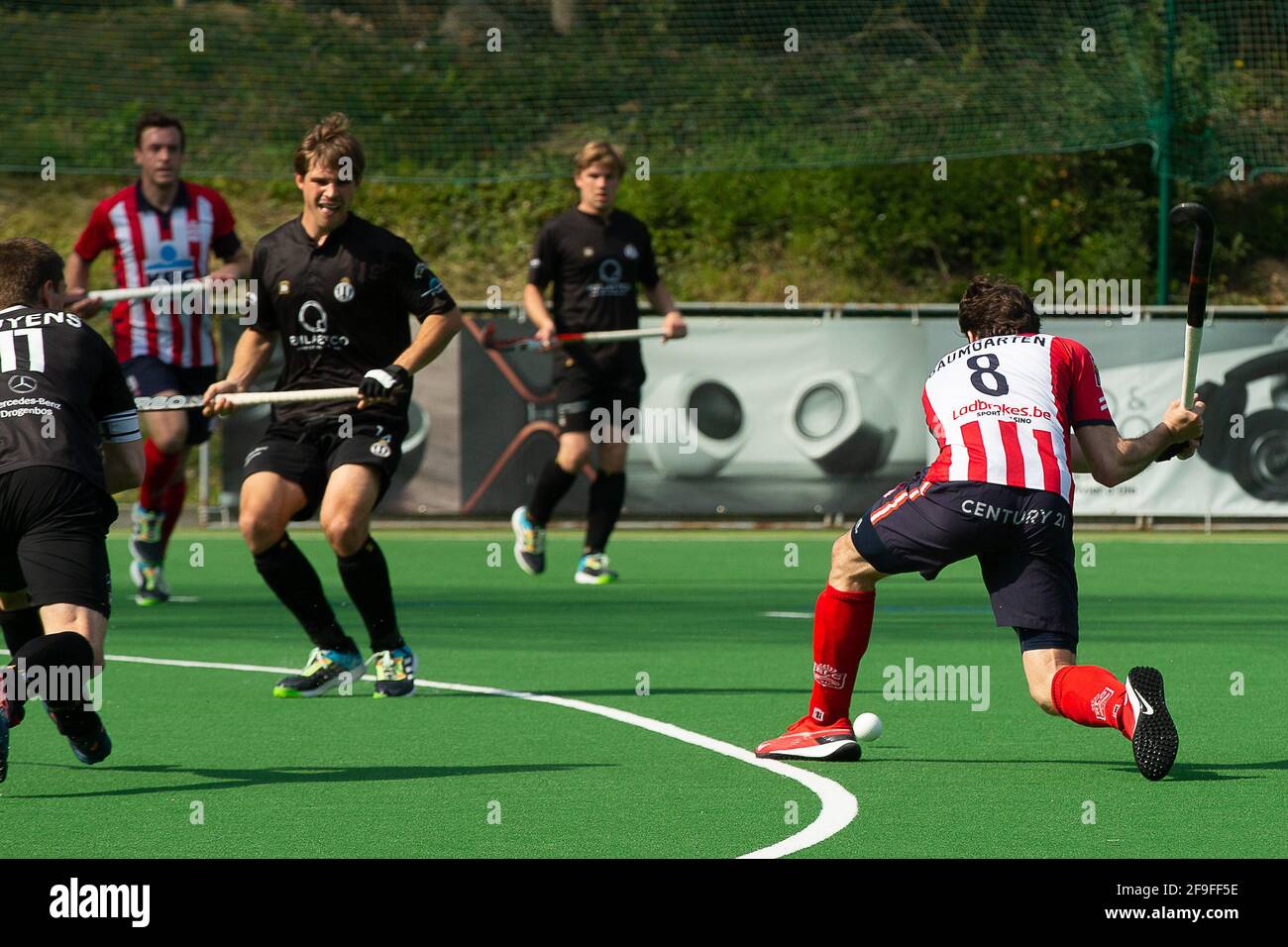 Leopold's Gaspard Baumgarten ha ritratto in azione durante una partita di hockey tra il Royal Racing Club di Bruxelles e il Royal Leopold Club, domenica 18 aprile 2021 i Foto Stock