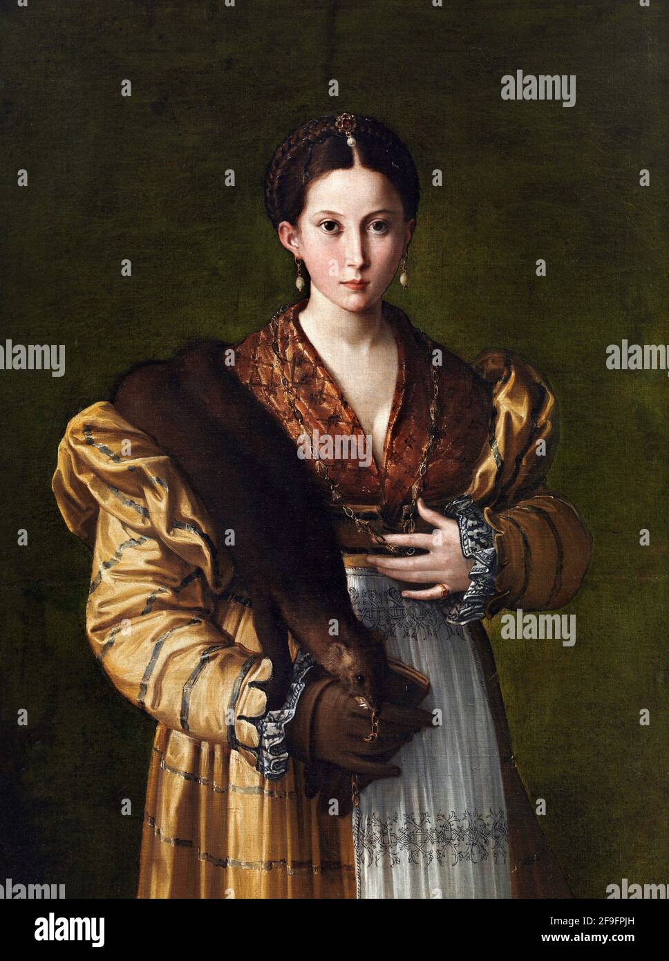 Parmigianino. Dipinto intitolato "Ritratto di una giovane donna chiamata Antea" del pittore manierista italiano Girolamo Francesco Maria Mazzola (1503-1540), olio su tela, 1530-35 Foto Stock