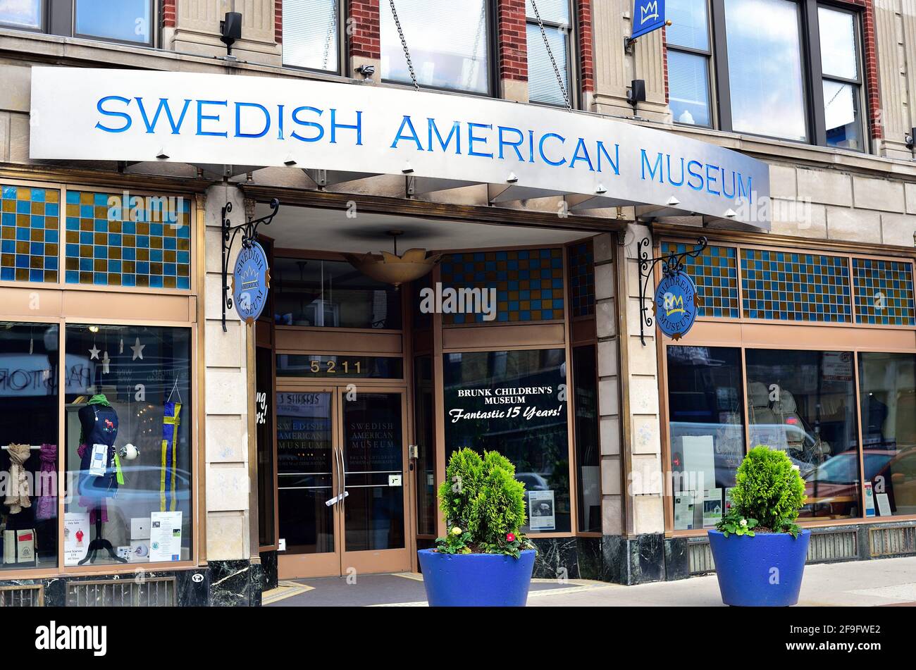 Chicago, Illinois, Stati Uniti. Il Museo Svedese Americano su Clark Street nel quartiere di Andersonville, sul lato nord della città. Foto Stock
