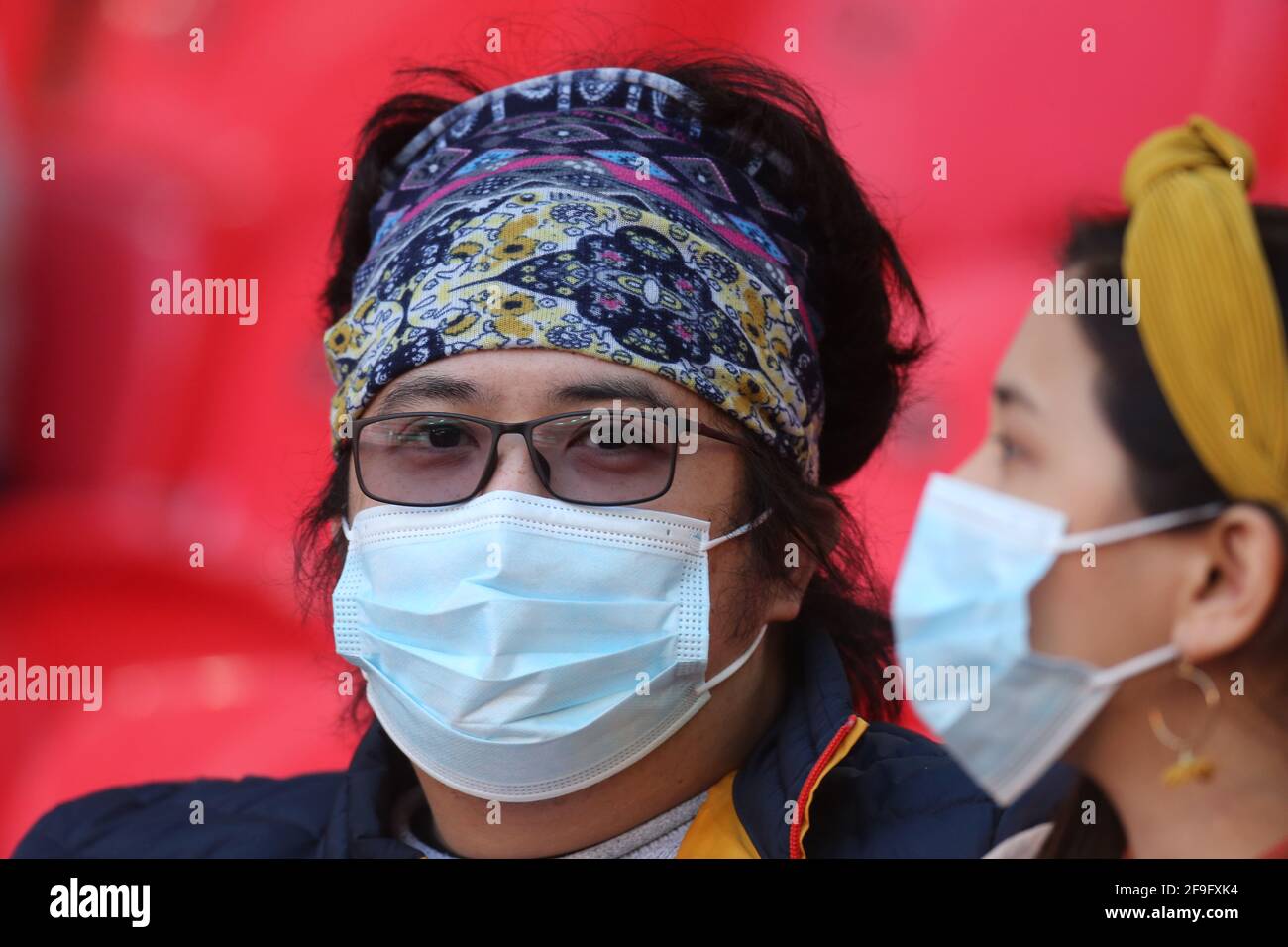 Londra, Regno Unito. 18 Apr 2021. LONDRA, Regno Unito, 18 APRILE: Fan durante la Semifinale della fa Cup Emirates tra Leicester City e Southampton allo stadio di Wembley, Londra il 18 aprile 2021 Credit: Action Foto Sport/Alamy Live News Foto Stock