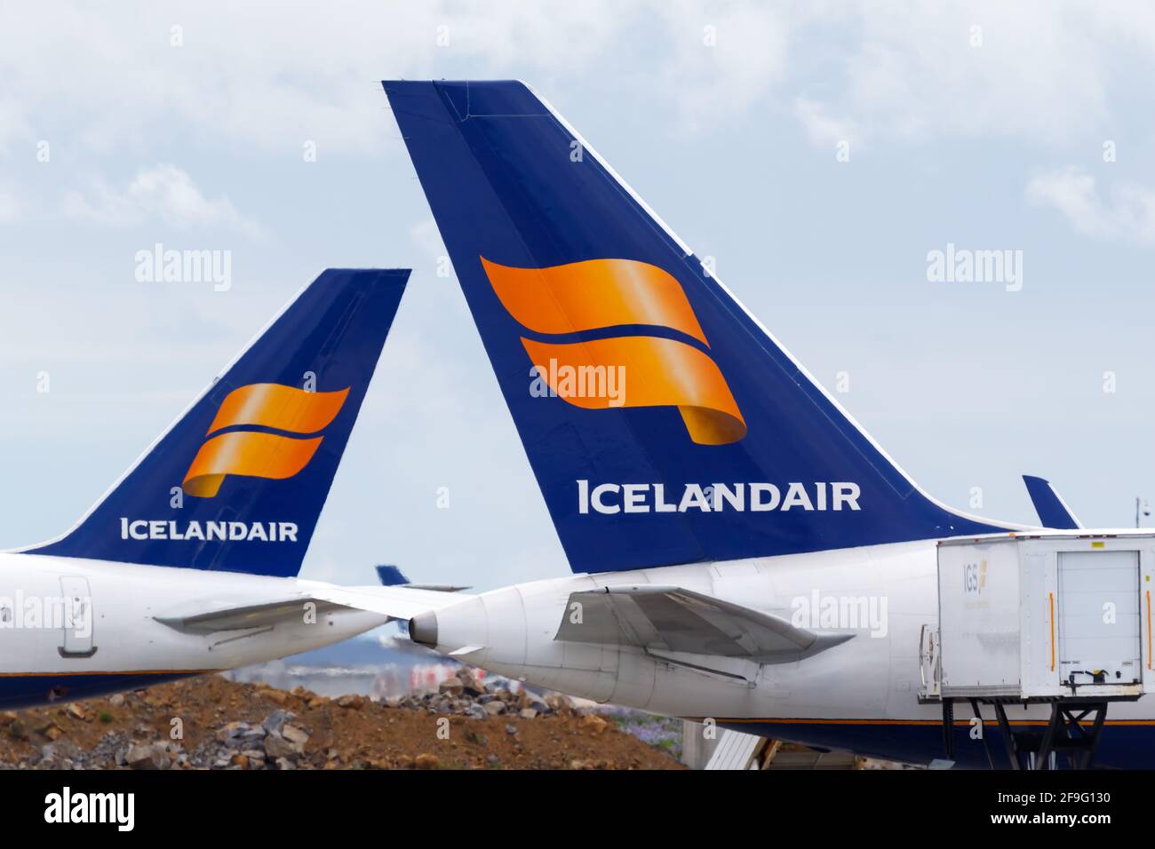 Keflavik, Islanda - 3 luglio 2017: L'aereo Icelandair Boeing esce all'aeroporto di Reykjavik Keflavik (KEF) in Islanda. Foto Stock