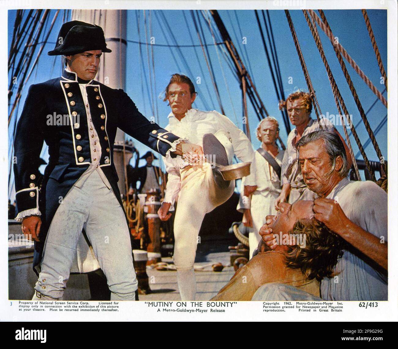 MARLON BRANDO TREVOR HOWARD GORDON JACKSON RICHARD HARRIS E CHIP RAFFERTY IN MUTINY SULLA PIETRA MILIARE DI 1962 REGISTI LEWIS E CAROL REED (non accreditato) romanzo James Nordhoff e James Norman Sceneggiatura di hall Charles Lederer Arcola Pictures / Metro Goldwyn Mayer Foto Stock