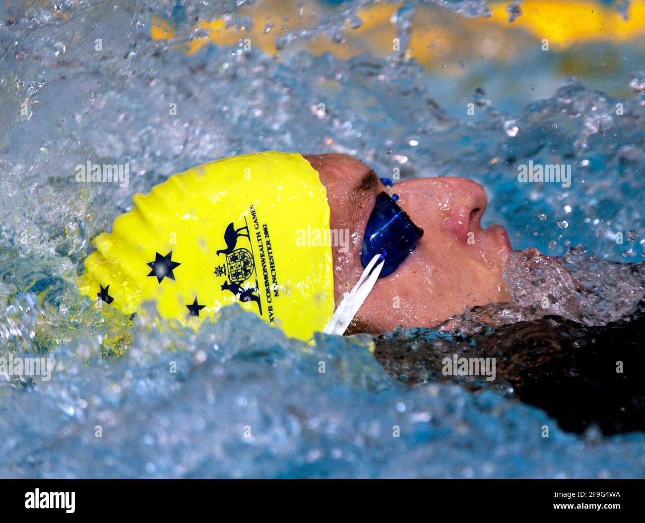 COMMONWEALTH GIOCHI MANCHESTER 3/8/2002 NUOTO FINALS MENS 100M BACKSTROKE FOTO DAVID ASHDOWN.COMMONWEALTH GIOCHI MANCHESTER Foto Stock