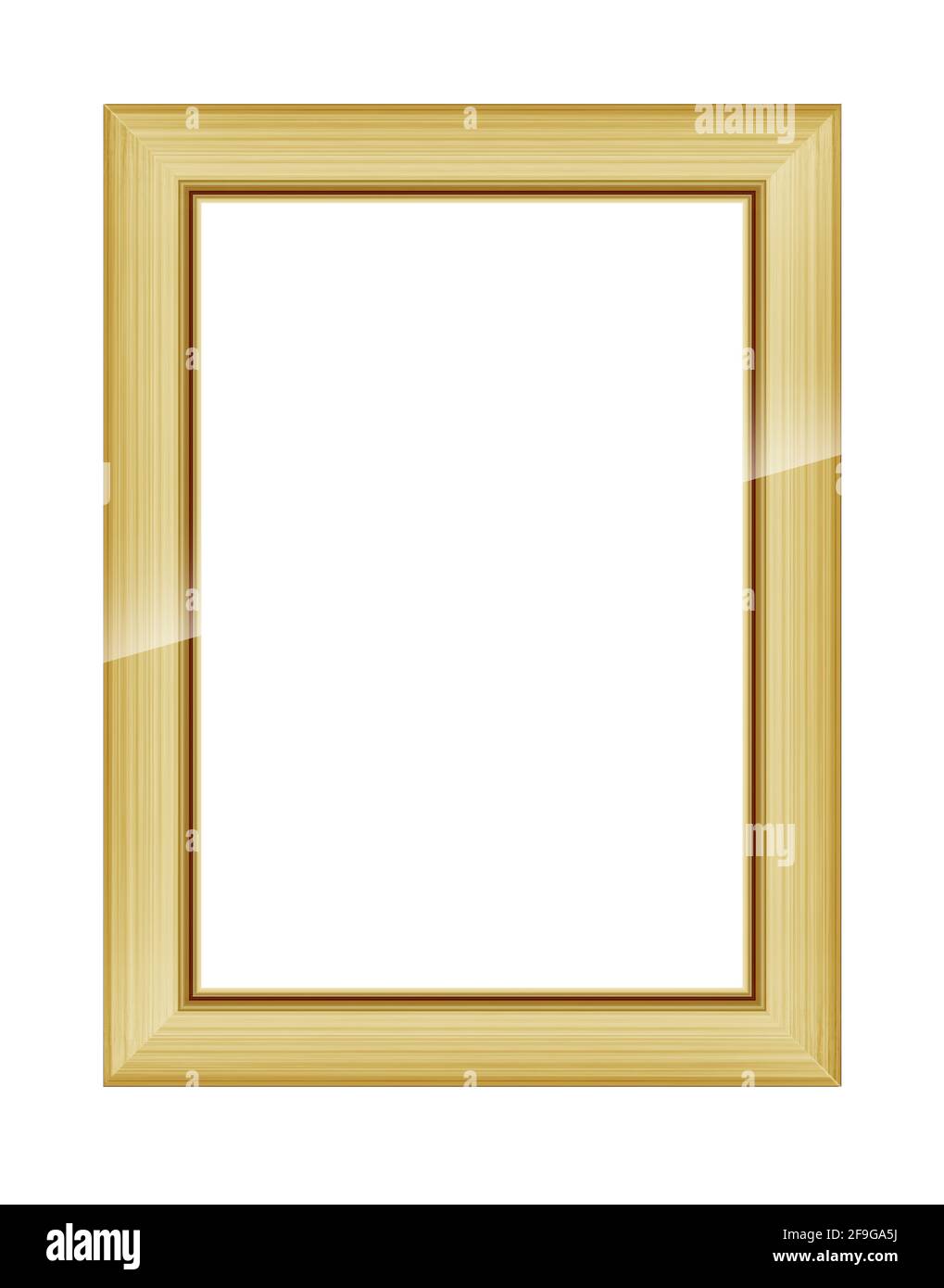 Cornice in oro per foto o foto, cornice per uno specchio isolato su sfondo bianco. Con tracciato di ritaglio Foto Stock