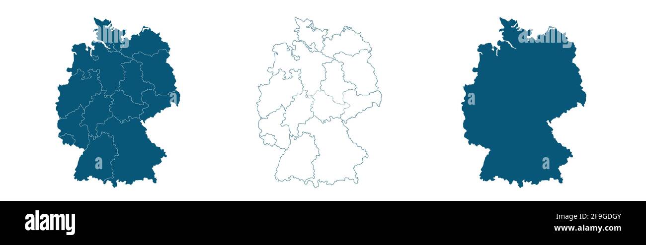 Mappa della Germania in grigio su sfondo bianco Illustrazione Vettoriale