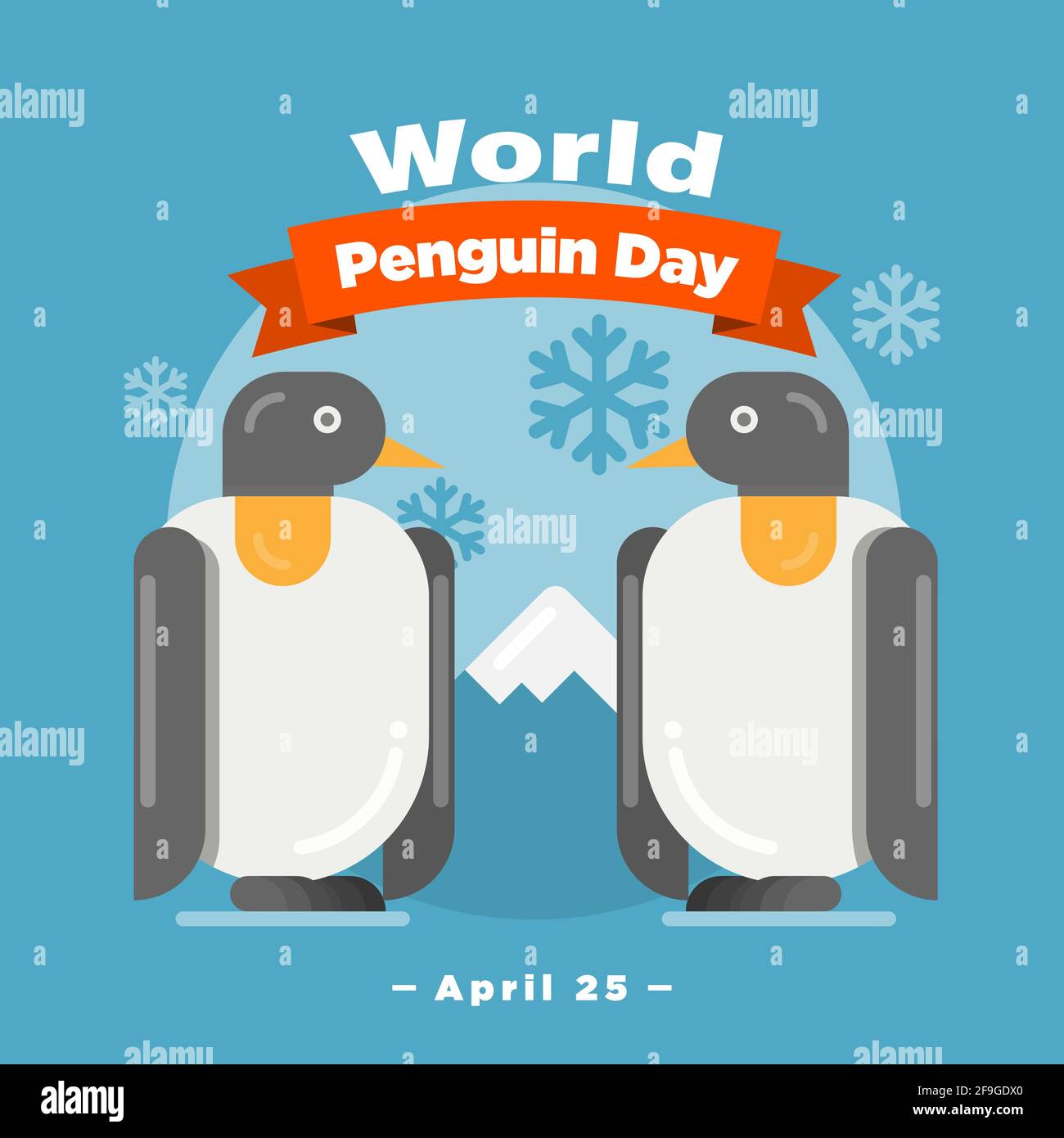 Poster del giorno dei Pinguini del mondo, aprile 25, banner vettoriale dell'illustrazione degli uccelli dei Pinguini Illustrazione Vettoriale
