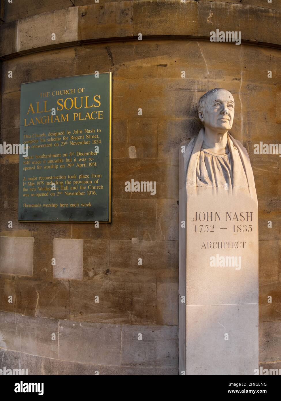 John Nash Architect, All Souls Langham Place Londra. Nash (1752-1835) è stato uno dei più importanti architetti britannici della Regency & Georgian eras. Foto Stock