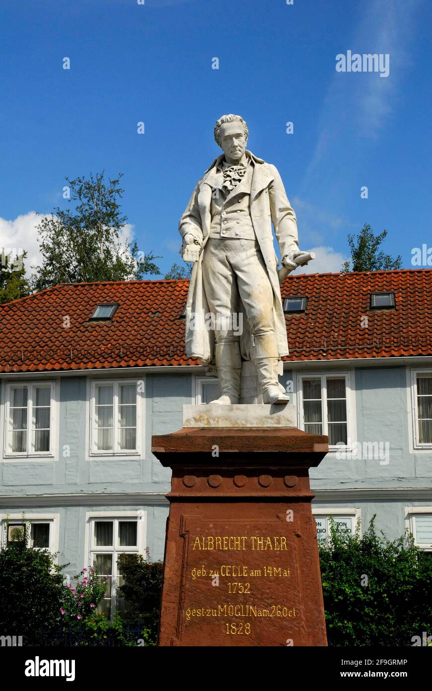 Albrecht Thauer Monument, fondatore della scienza agricola moderna, celle, bassa Sassonia, Germania Foto Stock