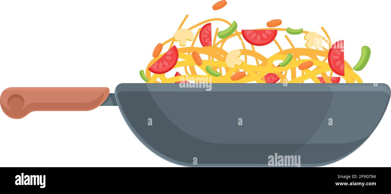 Wok cibo cottura icona. Cartone animato di Wok cibo cottura vettore icona  per web design isolato su sfondo bianco Immagine e Vettoriale - Alamy