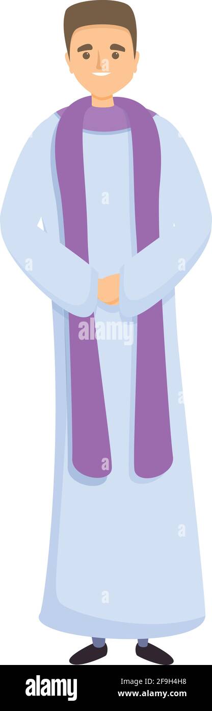 Icona del sacerdote italiano. Cartoon del prete italiano icona vettoriale per il web design isolato su sfondo bianco Illustrazione Vettoriale