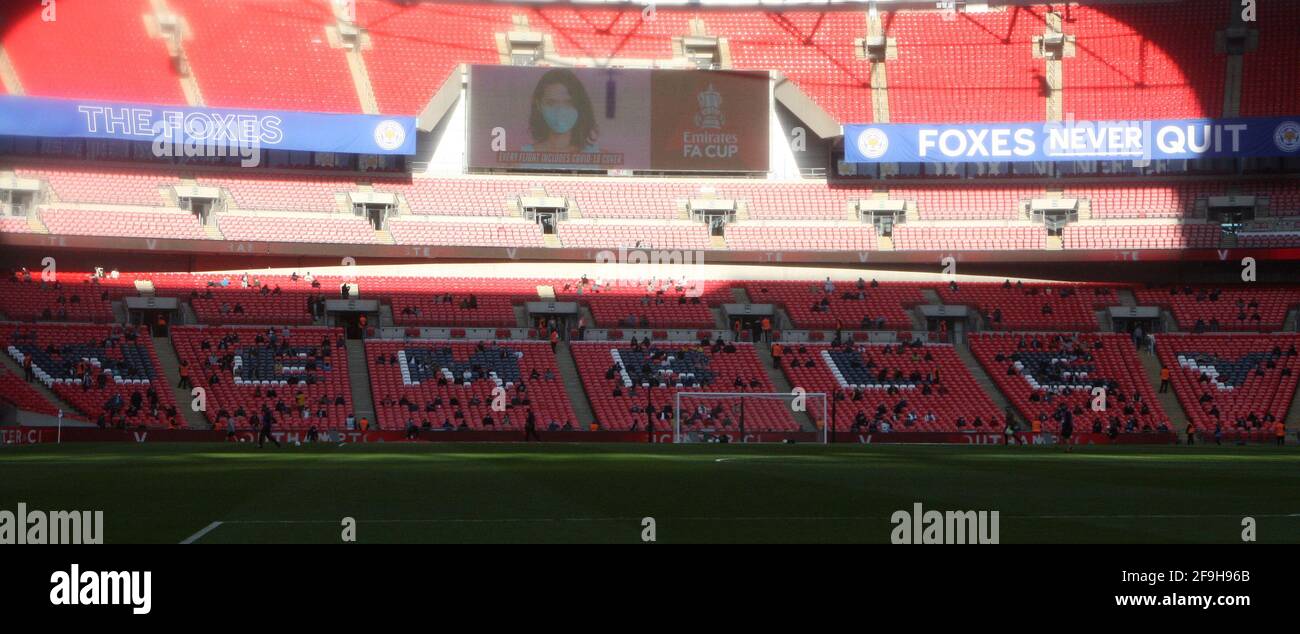 Londra, Regno Unito. 18 Apr 2021. LONDRA, Regno Unito, 18 APRILE: Vista dello stadio di Wembley durante la Semifinale della Coppa fa Emirates tra Leicester City e Southampton allo stadio di Wembley, Londra, il 18 aprile 2021 Credit: Action Foto Sport/Alamy Live News Foto Stock