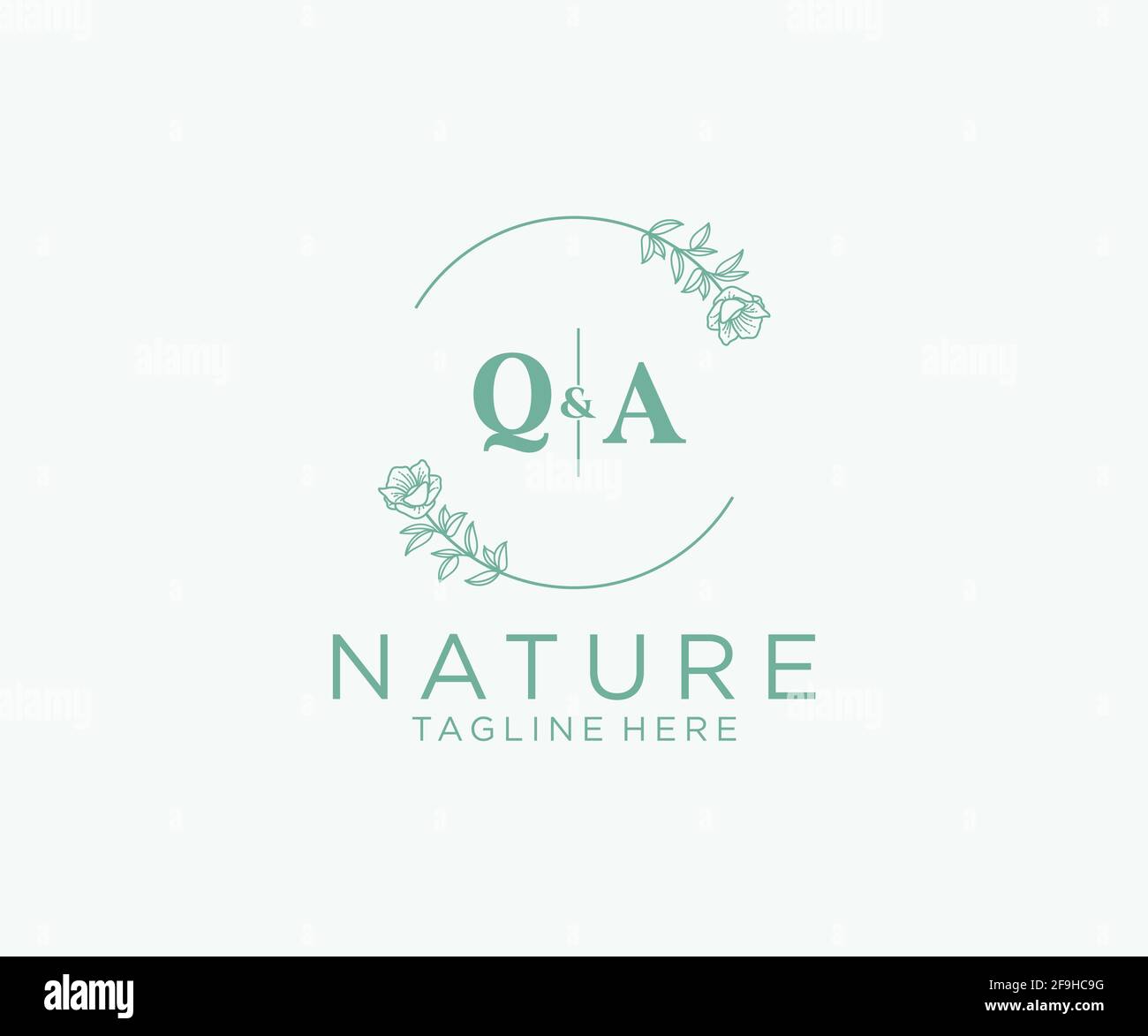Lettere QA modello logo feminile botanico floreale, modificabile logo monolino prefabbricato adatto, Luxury wedding branding femminile, corporate. Illustrazione Vettoriale
