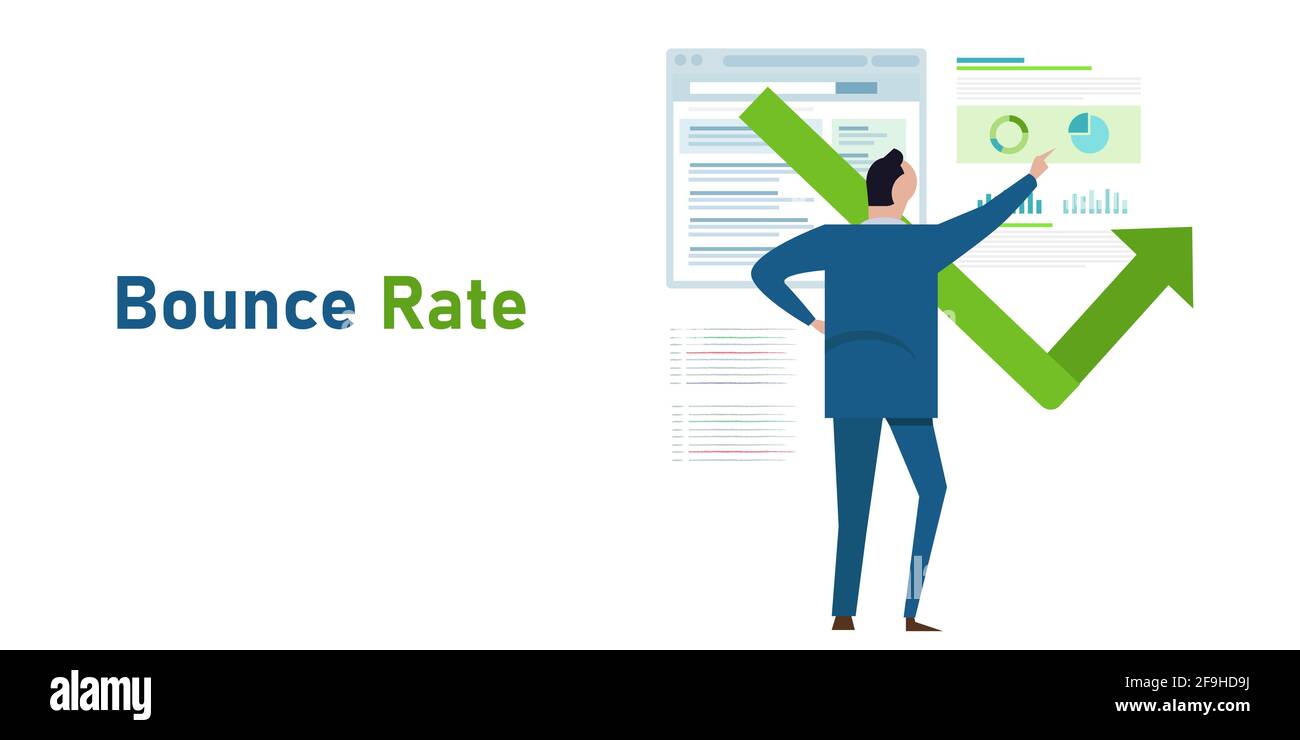 tasso di rimbalzo numero di visitatori uscita da analisi sito web flusso del sito web Illustrazione Vettoriale