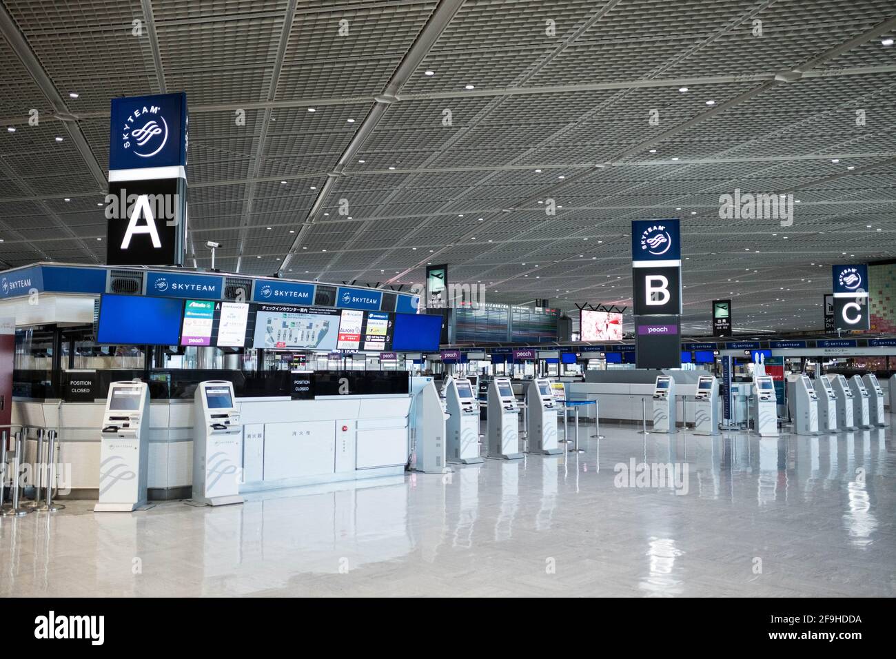 Check-in all'aeroporto di Narita al Terminal 1 Foto Stock