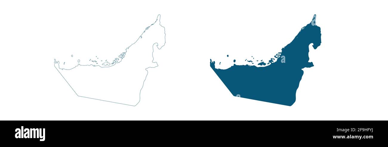 Mappa degli Emirati Arabi Uniti. Disegno astratto, illustrazione vettoriale utilizzando adobe Illustrator. Mappa isolata degli Emirati Arabi Uniti. Illustrazione Vettoriale
