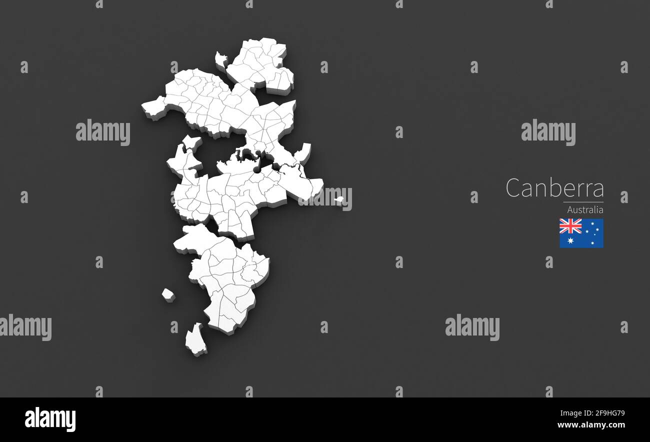 Mappa della città di Canberra. Serie 3D Map di città in Australia. Foto Stock