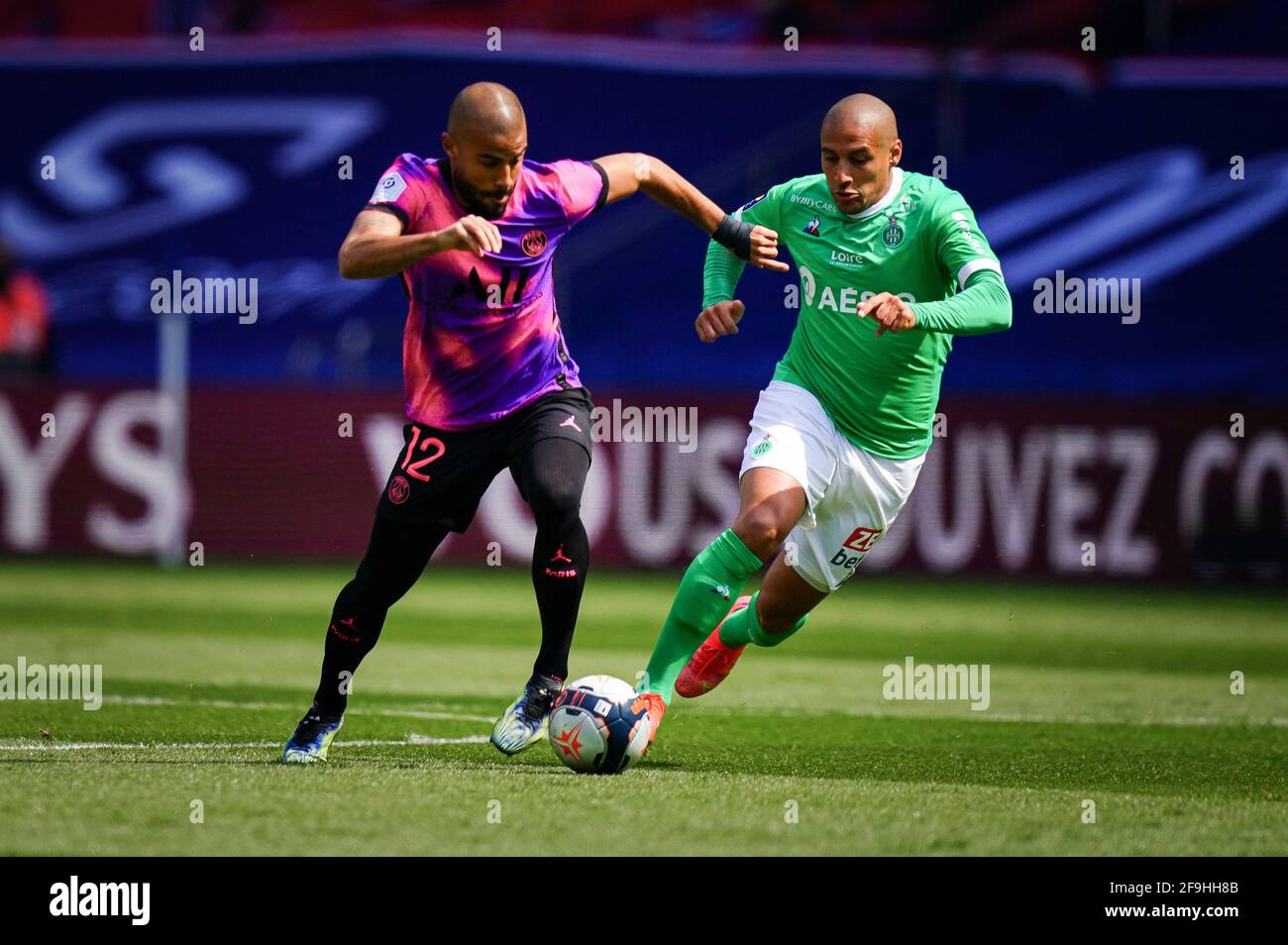 Rafael di ParisâÂ Â™durante la partita di calcio francese Ligue 1 Paris Saint Germain (PSG) contro Saint Etienne (ASSE) al Parc des Prince, a Parigi, Francia, il 18 aprile 2021. Foto di Julien Poupart/ABACAPRESS.COM Foto Stock