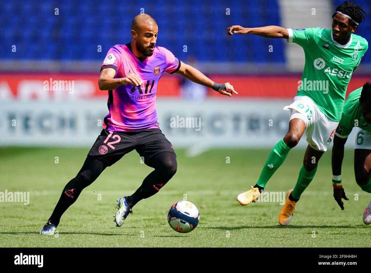 Rafael di ParisâÂ Â™durante la partita di calcio francese Ligue 1 Paris Saint Germain (PSG) contro Saint Etienne (ASSE) al Parc des Prince, a Parigi, Francia, il 18 aprile 2021. Foto di Julien Poupart/ABACAPRESS.COM Foto Stock