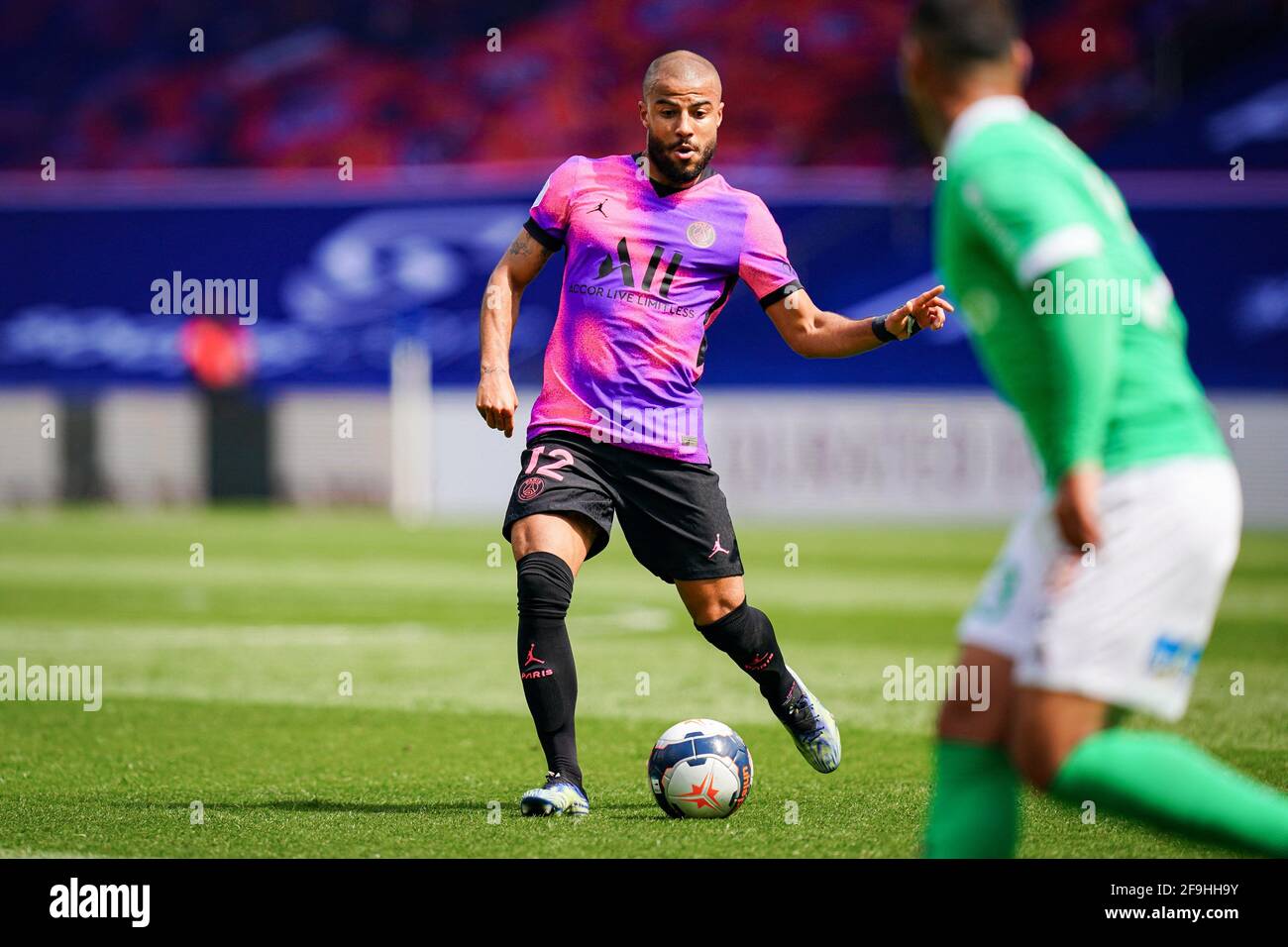 Rafael di ParisâÂ Â™durante la partita di calcio francese Ligue 1 Paris Saint Germain (PSG) contro Saint Etienne (ASSE) al Parc des Prince, a Parigi, Francia, il 18 aprile 2021. Foto di Julien Poupart/ABACAPRESS.COM Foto Stock