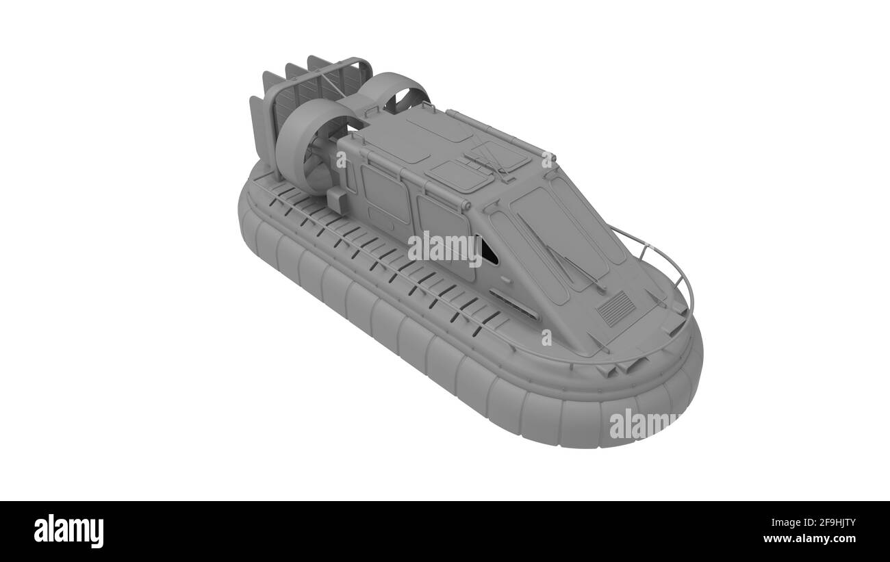 Rendering 3D di un veicolo hovercraft isolato su sfondo bianco Foto Stock