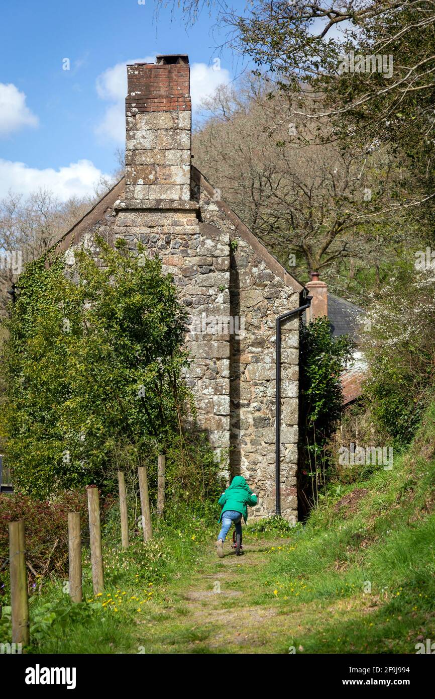 Migliori passeggiate da prendere in Devon, migliori passeggiate in Devon, teign valle, panoramica a piedi o trekking trail.woodland, fiumi, e dolci e colline ondulate. Foto Stock