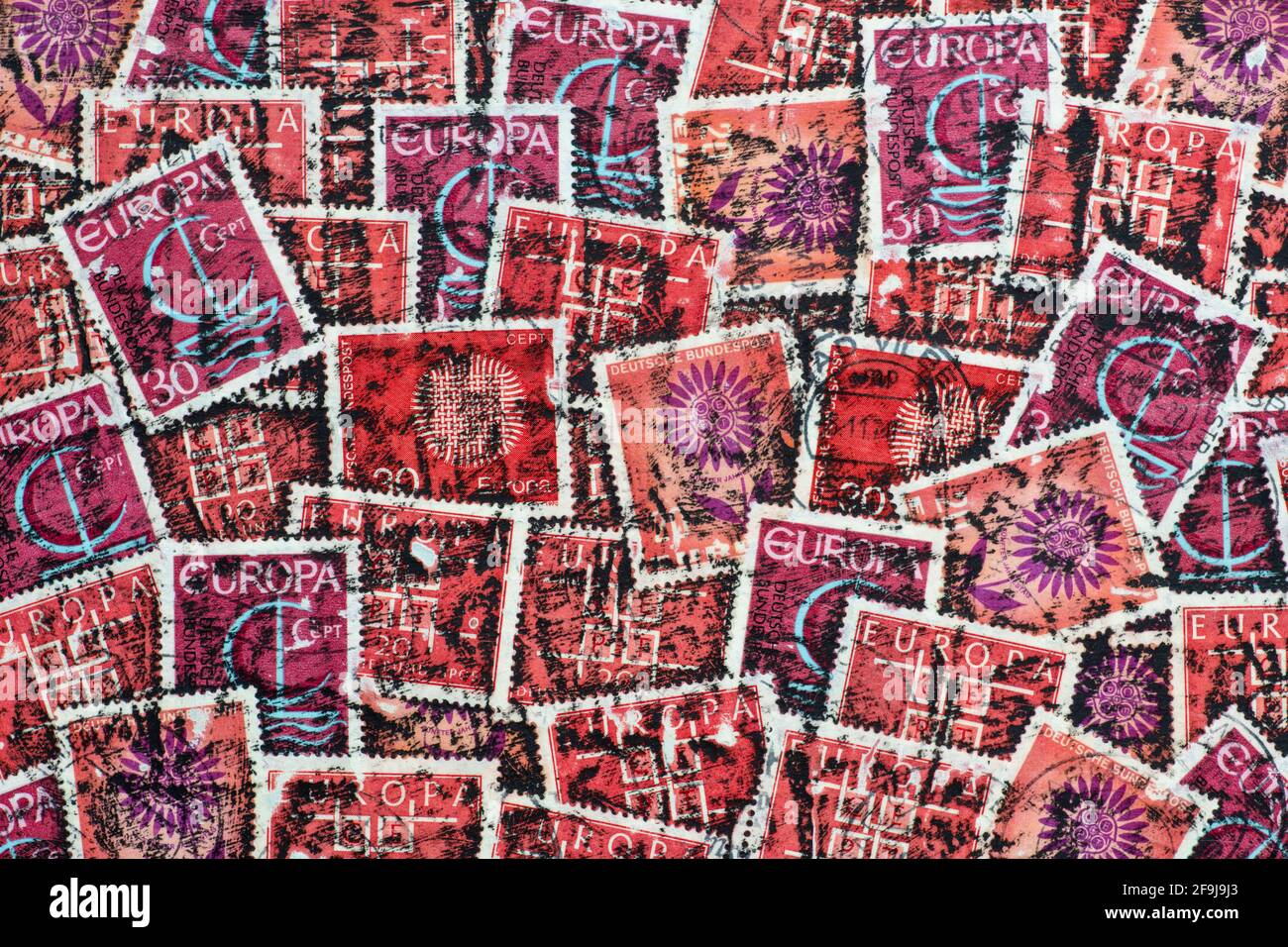 sfondo con francobolli europa Foto Stock