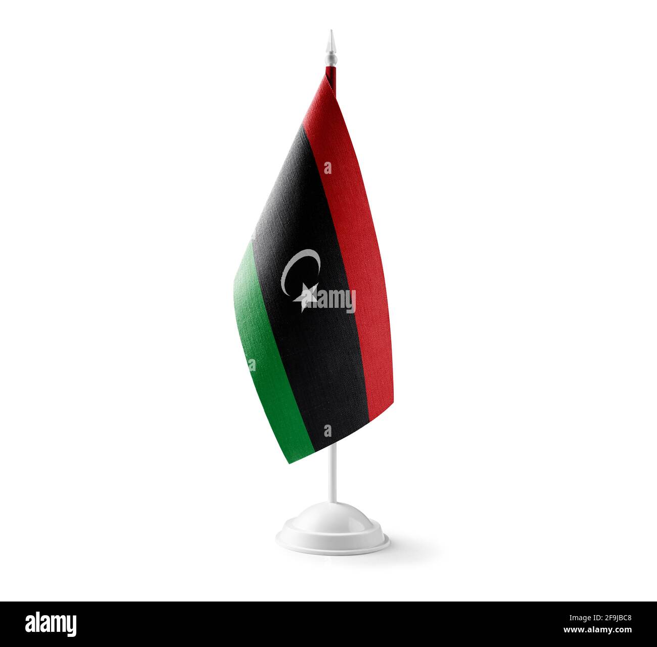 Bandiera nazionale della Libia su sfondo bianco Foto Stock