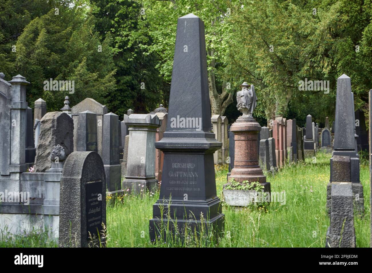 Grabmale, Alter jüdischer Friedhof Rat-Beil-Straße, Am Hauptfriedhof, Frankfurt am Main, Hessen, Deutschland Foto Stock