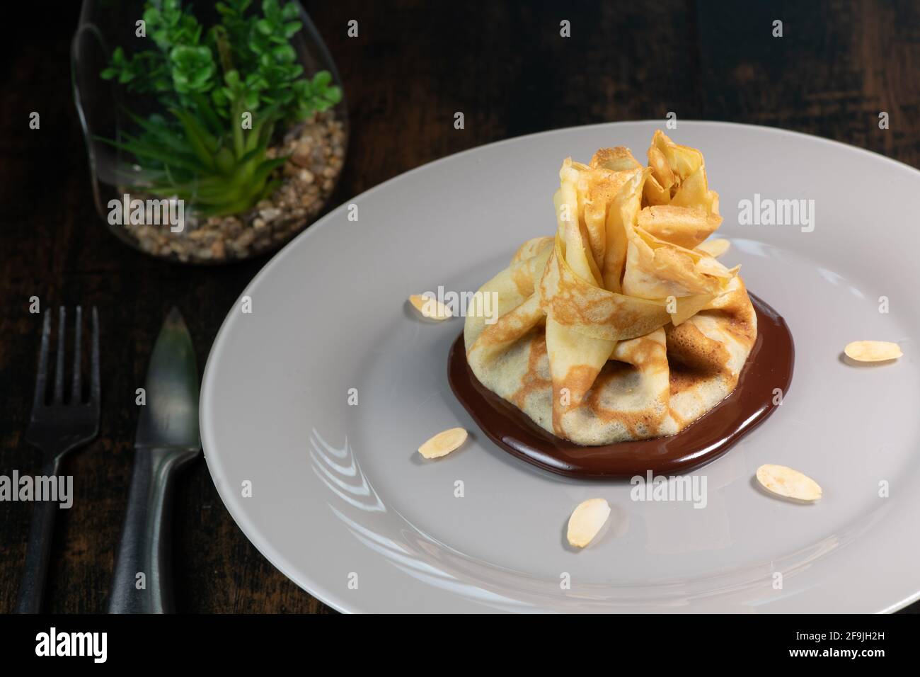 Ricetta di crema e alma di pera al cioccolato Foto Stock