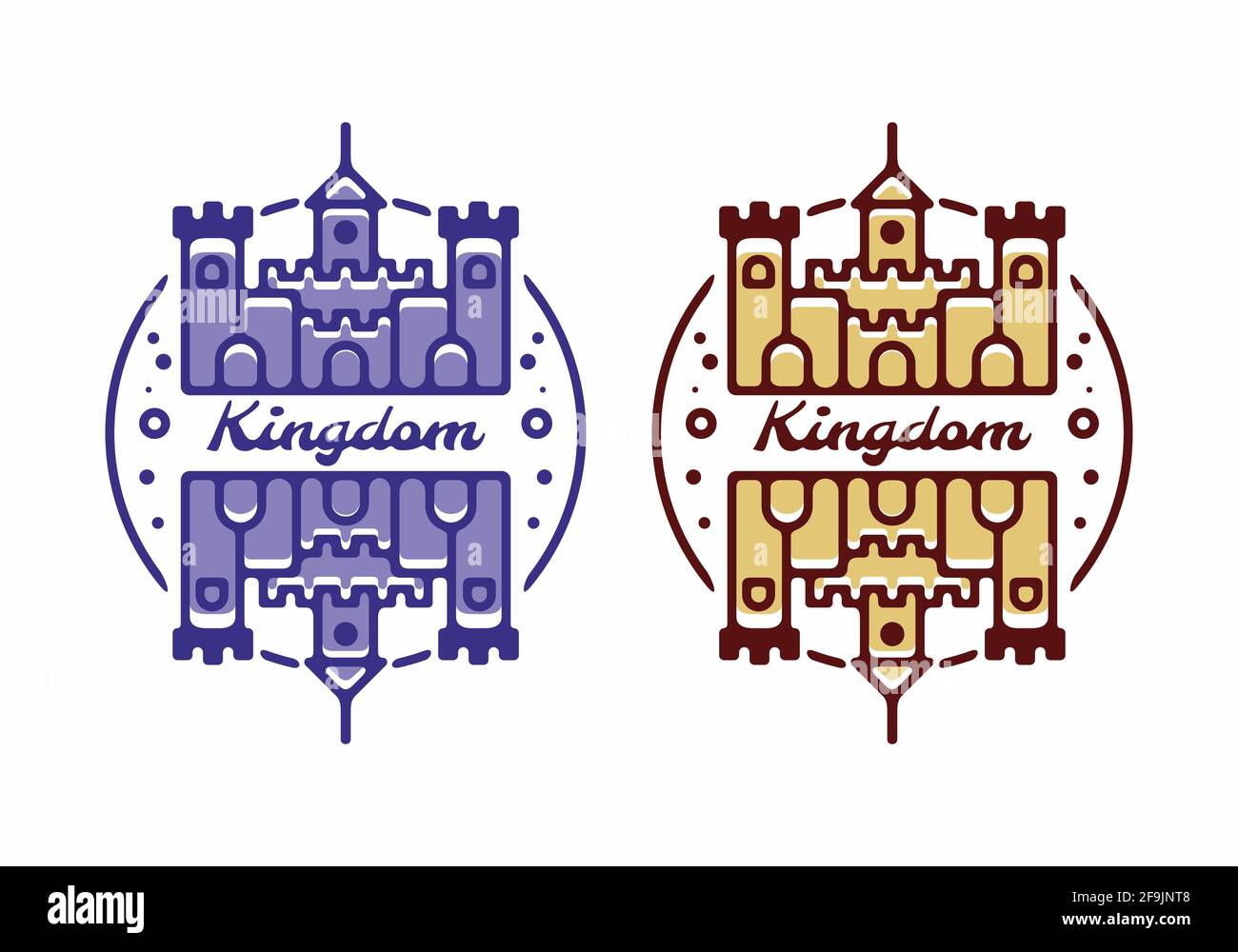 Illustrazione di colore viola e marrone del disegno del castello del regno di specchio Illustrazione Vettoriale
