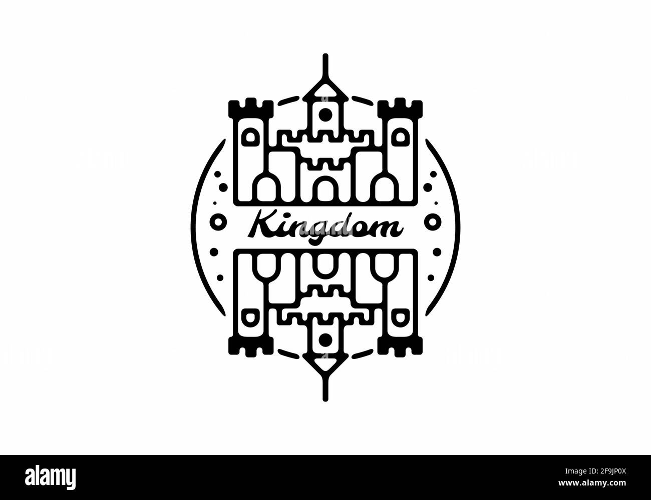 Illustrazione d'arte della linea nera del castello del regno Illustrazione Vettoriale