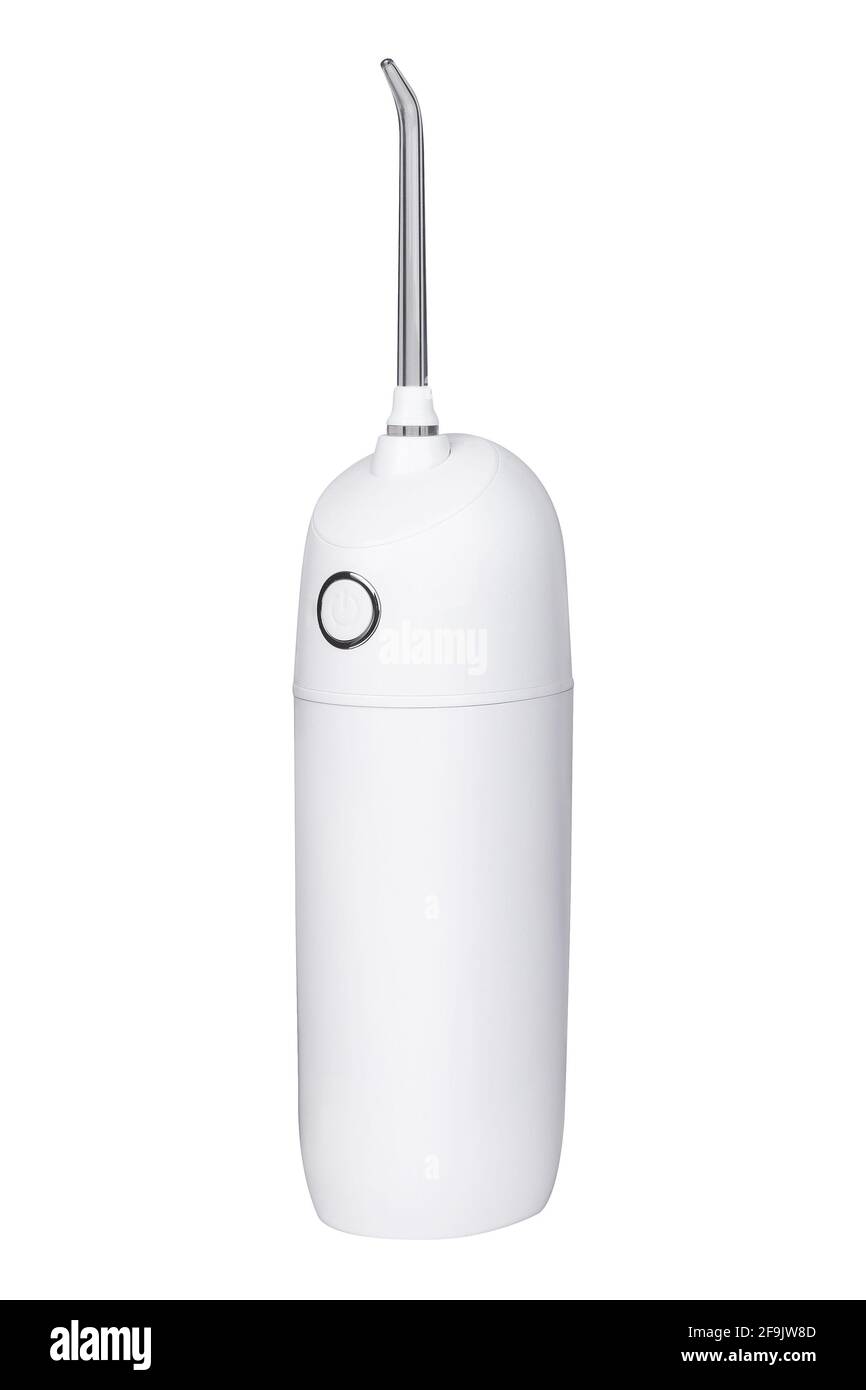 Irrigatore orale portatile ricaricabile per la casa e i viaggi. Un galleggianti per acqua dentale senza fili Foto Stock