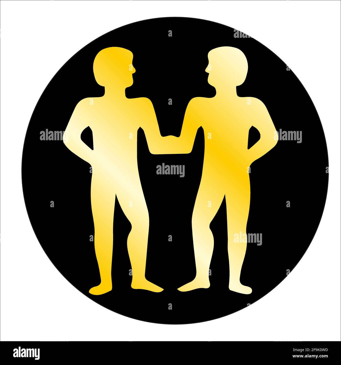 gemelli fratelli oro silhouette Gemini vettore illustrazione isolato Illustrazione Vettoriale