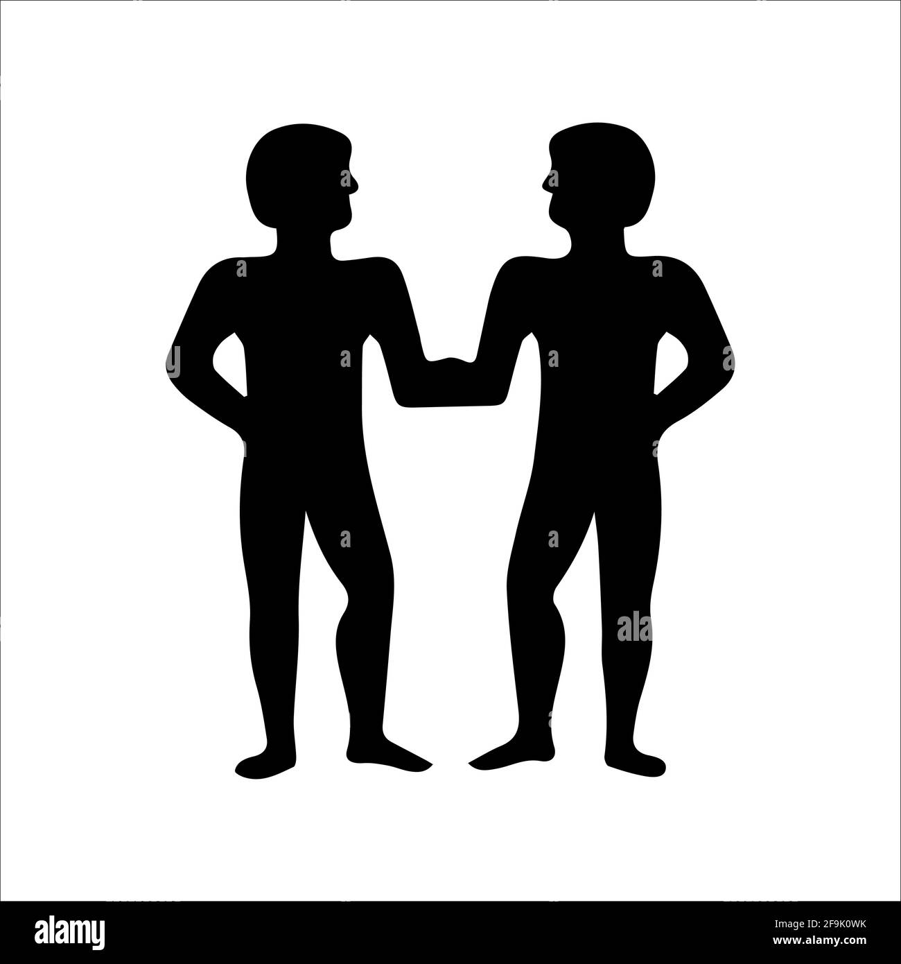 gemelli fratelli nero silhouette Gemini vettore illustrazione isolato Illustrazione Vettoriale