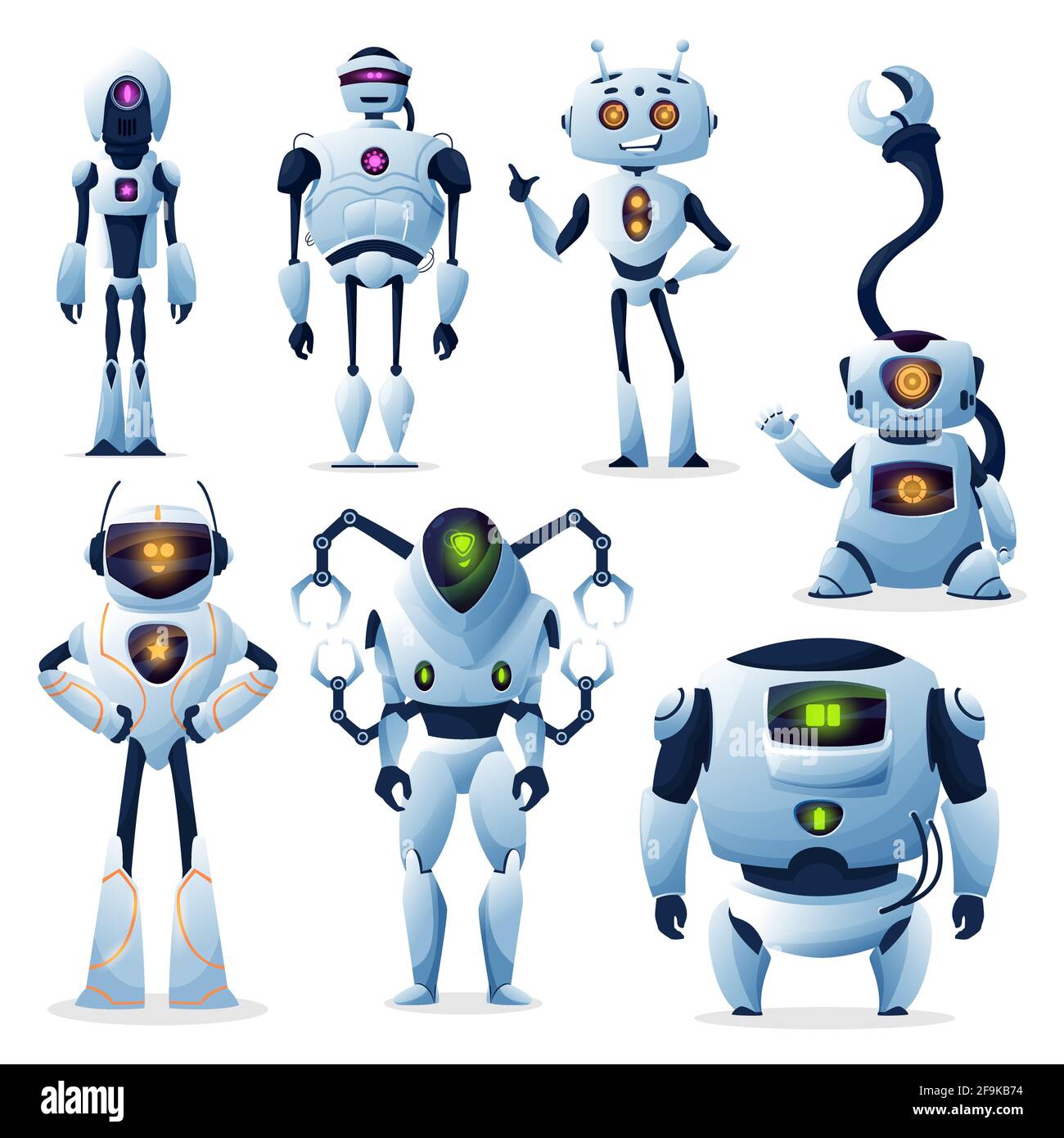 Robot cartoni animati, androidi cyborg e creature ai robot personaggi  vettoriali. Ai e droidi, macchine con tecnologia robo con intelligen  artificiale digitale Immagine e Vettoriale - Alamy