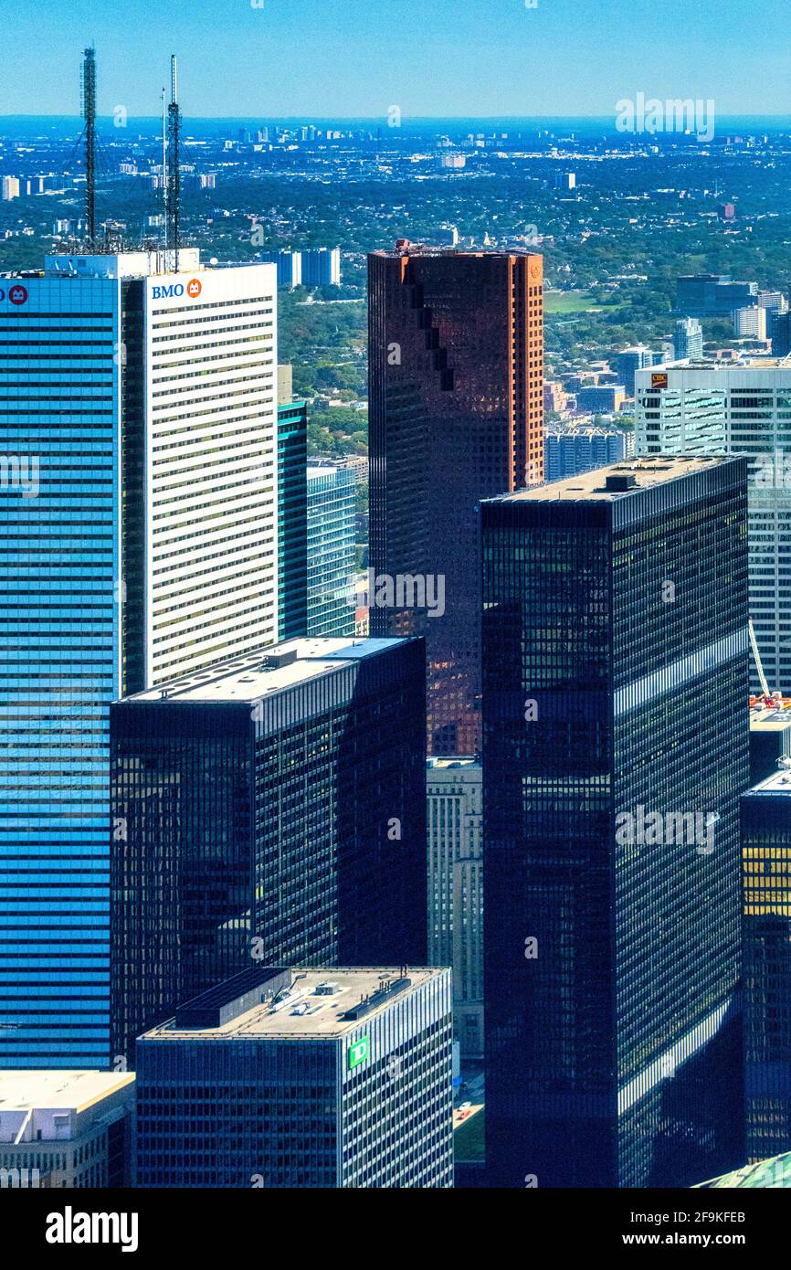 Quartiere del centro di Toronto, vista aerea, Canada Foto Stock
