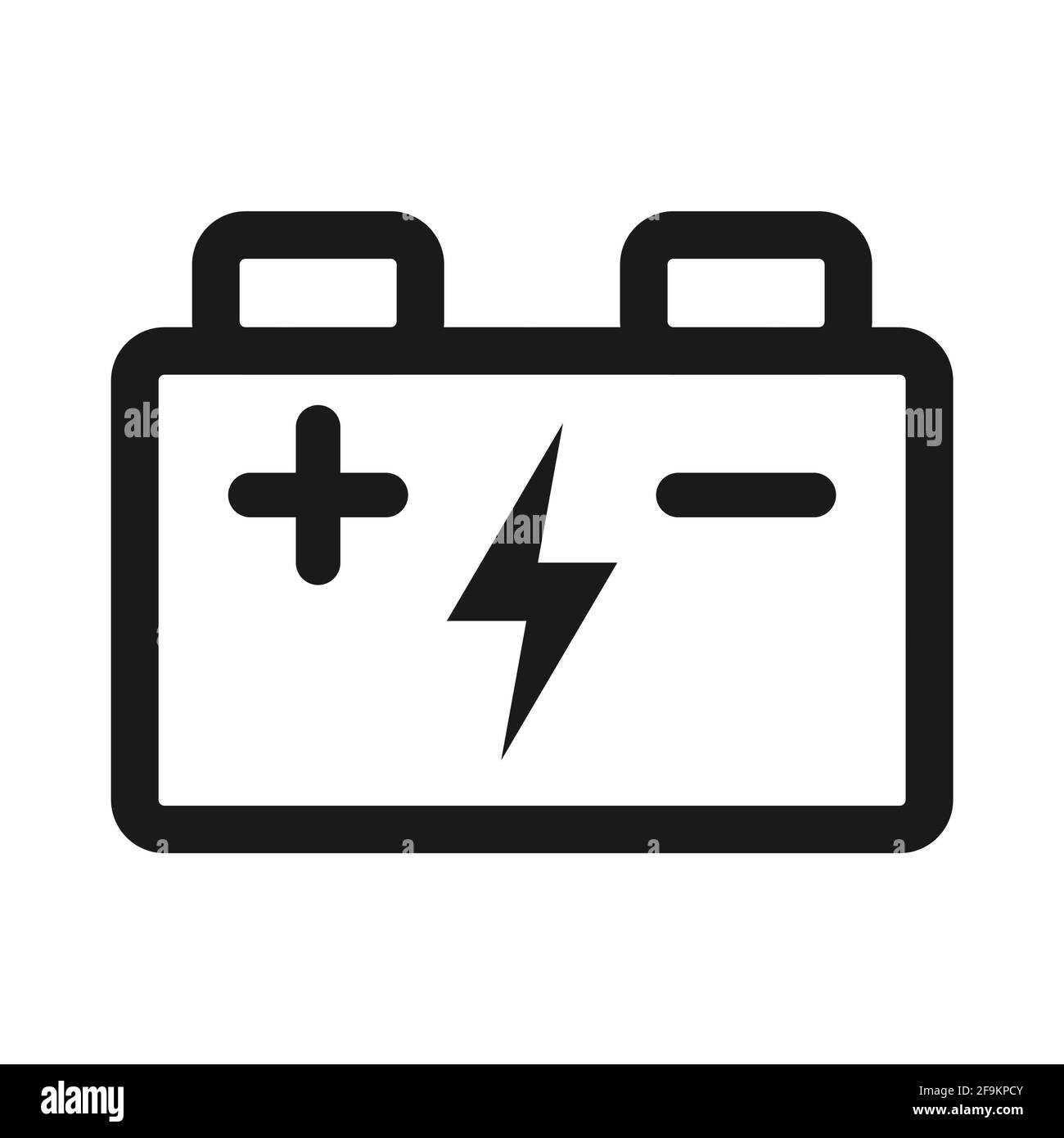 Icona di indicazione della carica della batteria dell'auto. Illustrazione vettoriale isolata su sfondo bianco . Illustrazione Vettoriale