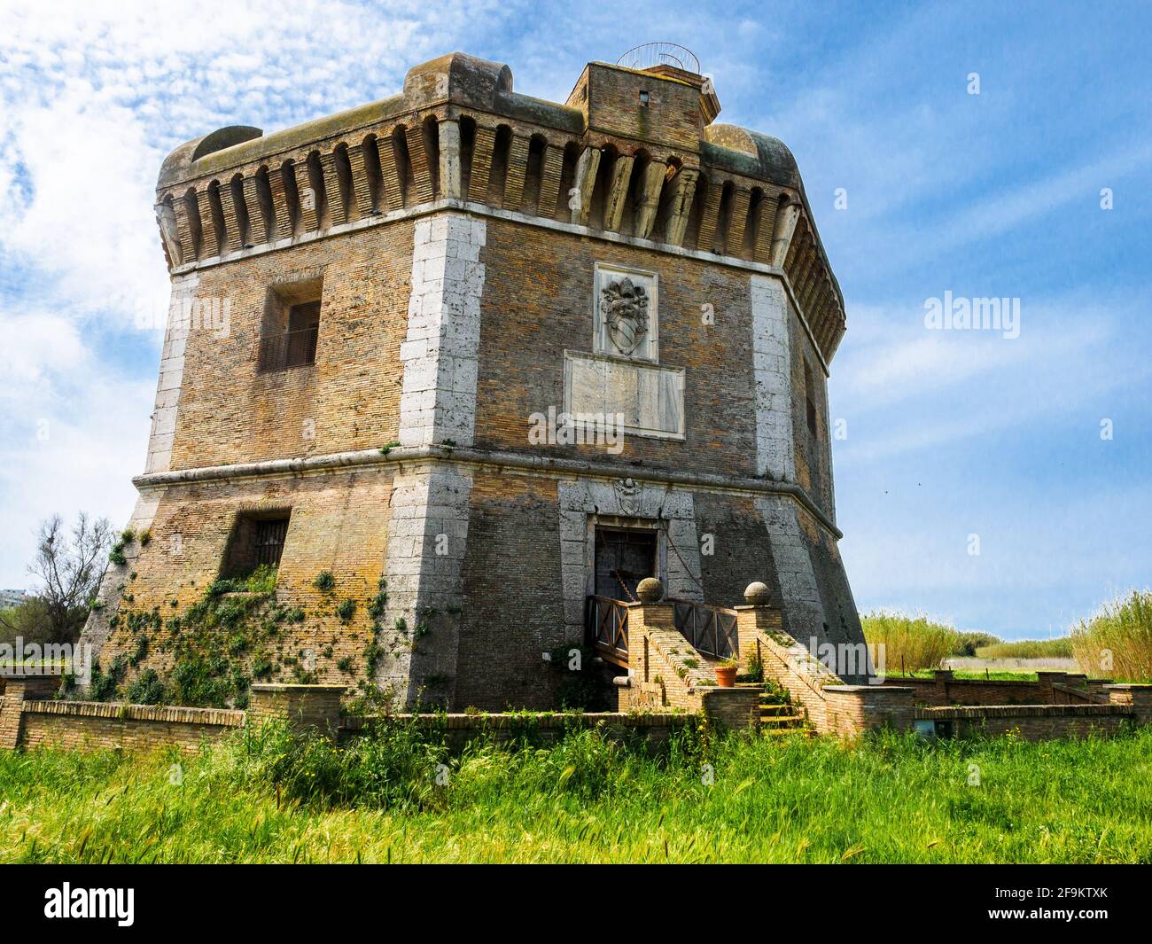 Tor San Michele è una torre costiera di guardia di Ostia Lido - Roma, Italia Foto Stock