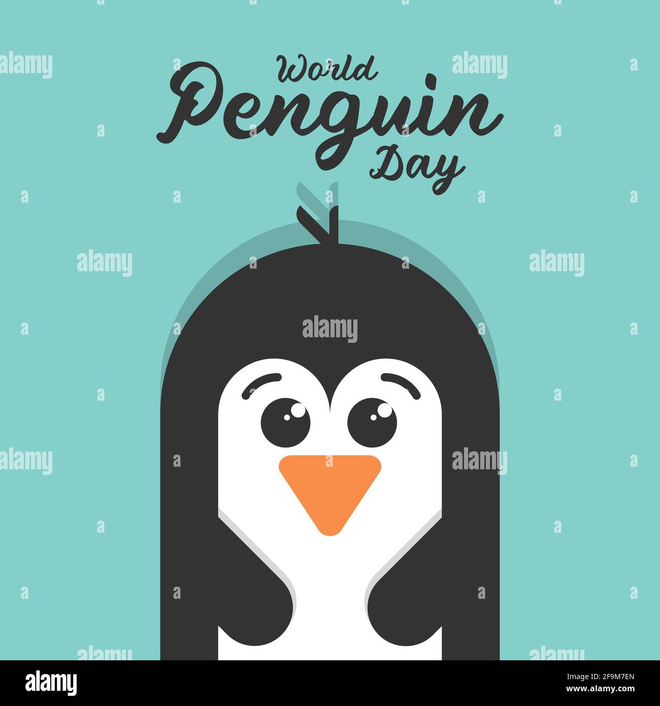 Modello del manifesto del giorno del pinguino del mondo, bandiera del vettore di illustrazione piatta del pinguino del bambino carino Illustrazione Vettoriale