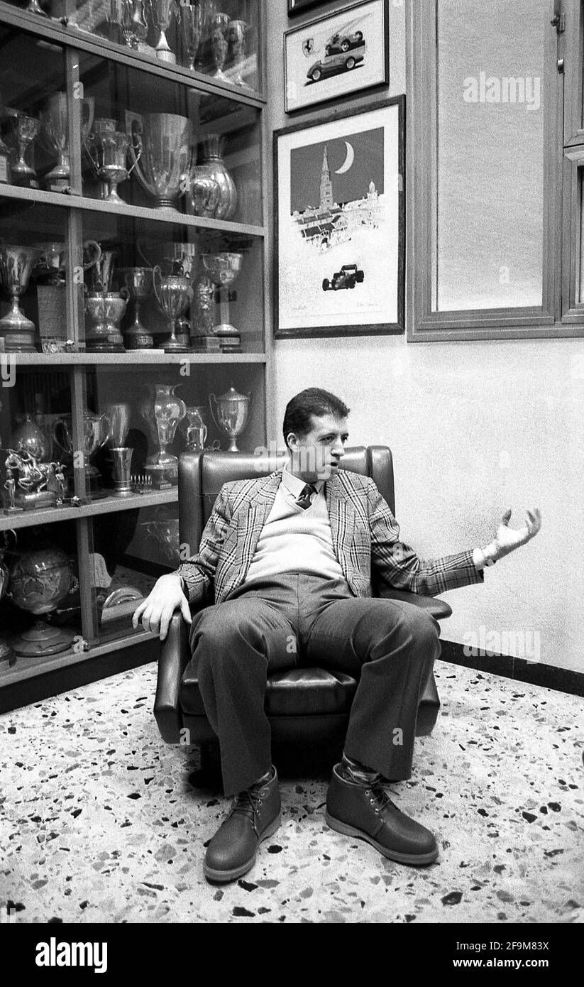 Piero Ferrari. Presso la fabbrica Ferrari di Modena Italia 1987 Foto Stock