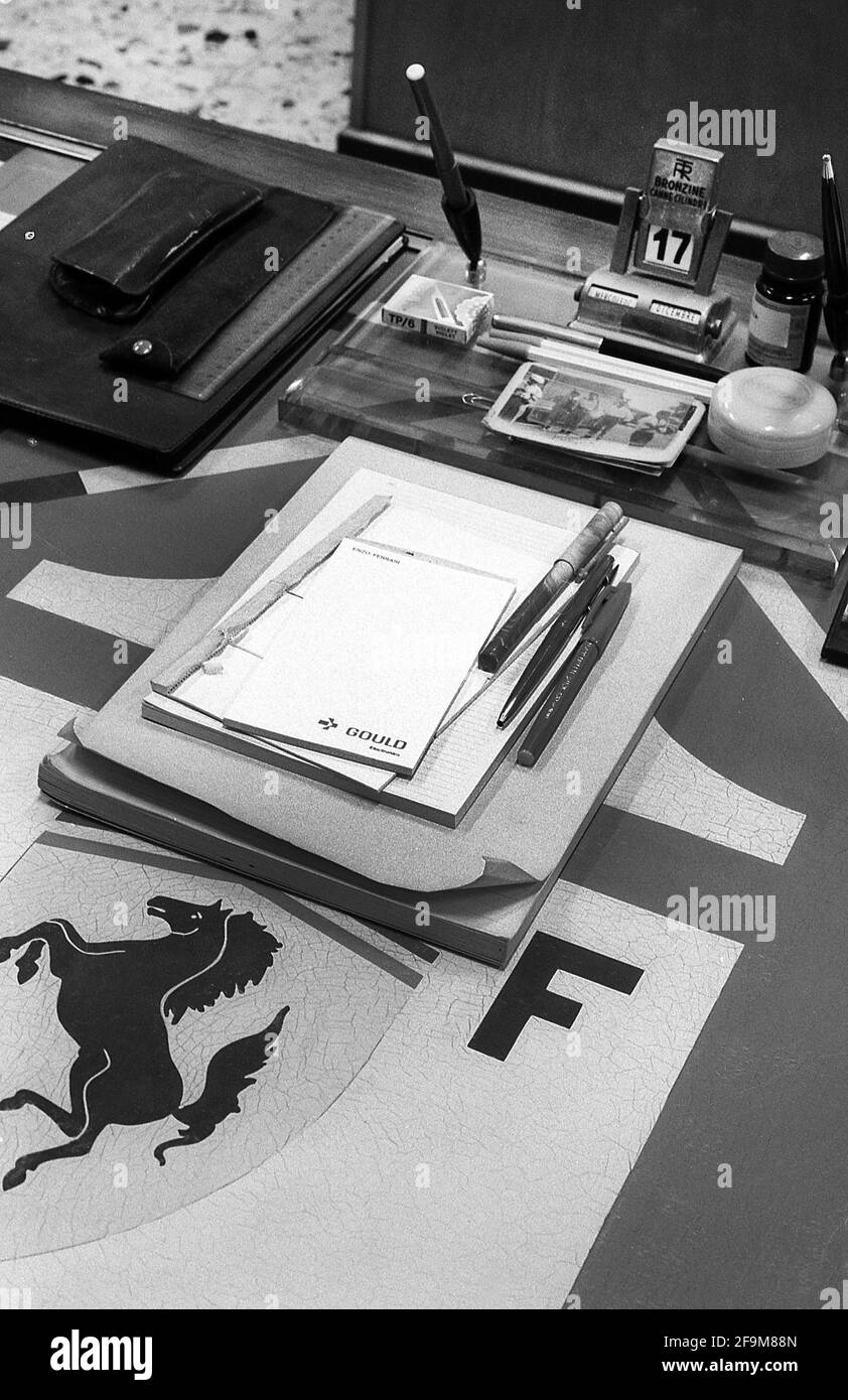 Piero Ferrari. Presso la fabbrica Ferrari di Modena Italia 1987 Foto Stock